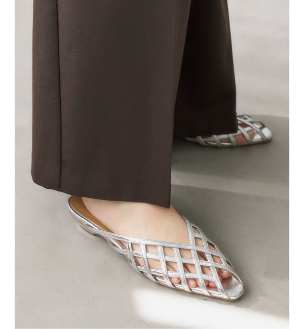  「フレンチスクエアカットワークミュール」|その他|シルバー