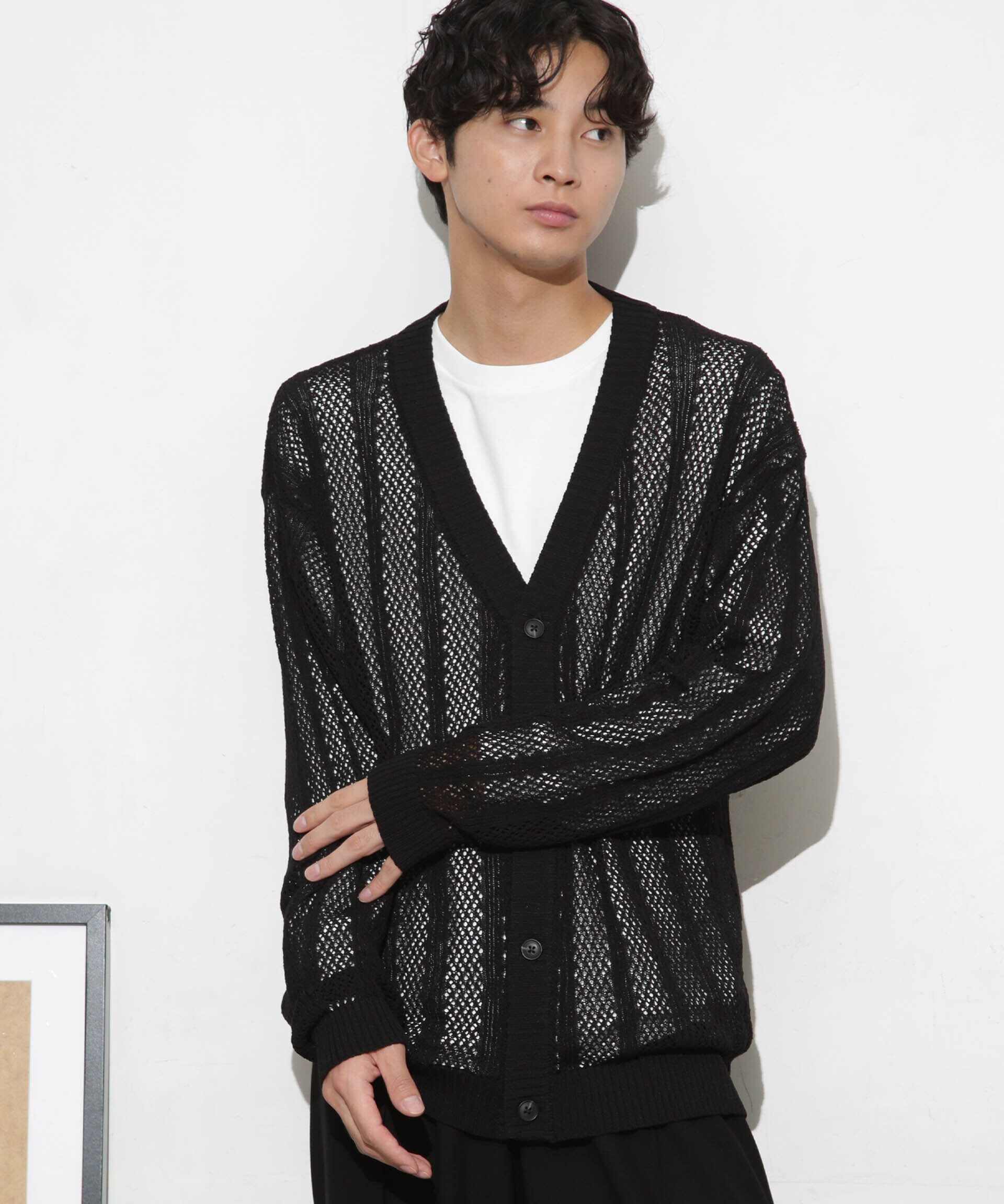 nano･universe「透かし編みワイドカーディガン」|ニット・セーター|