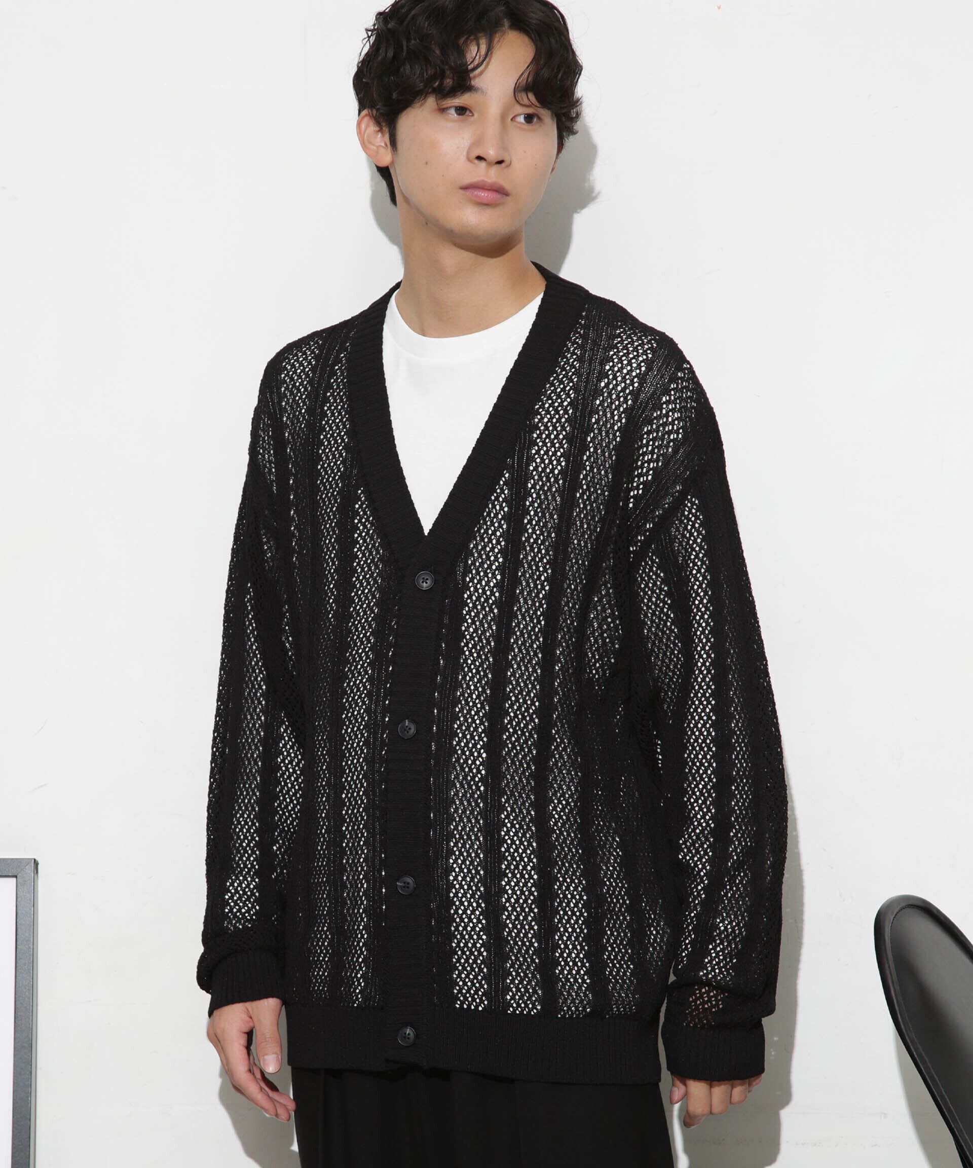 nano･universe「透かし編みワイドカーディガン」|ニット・セーター|