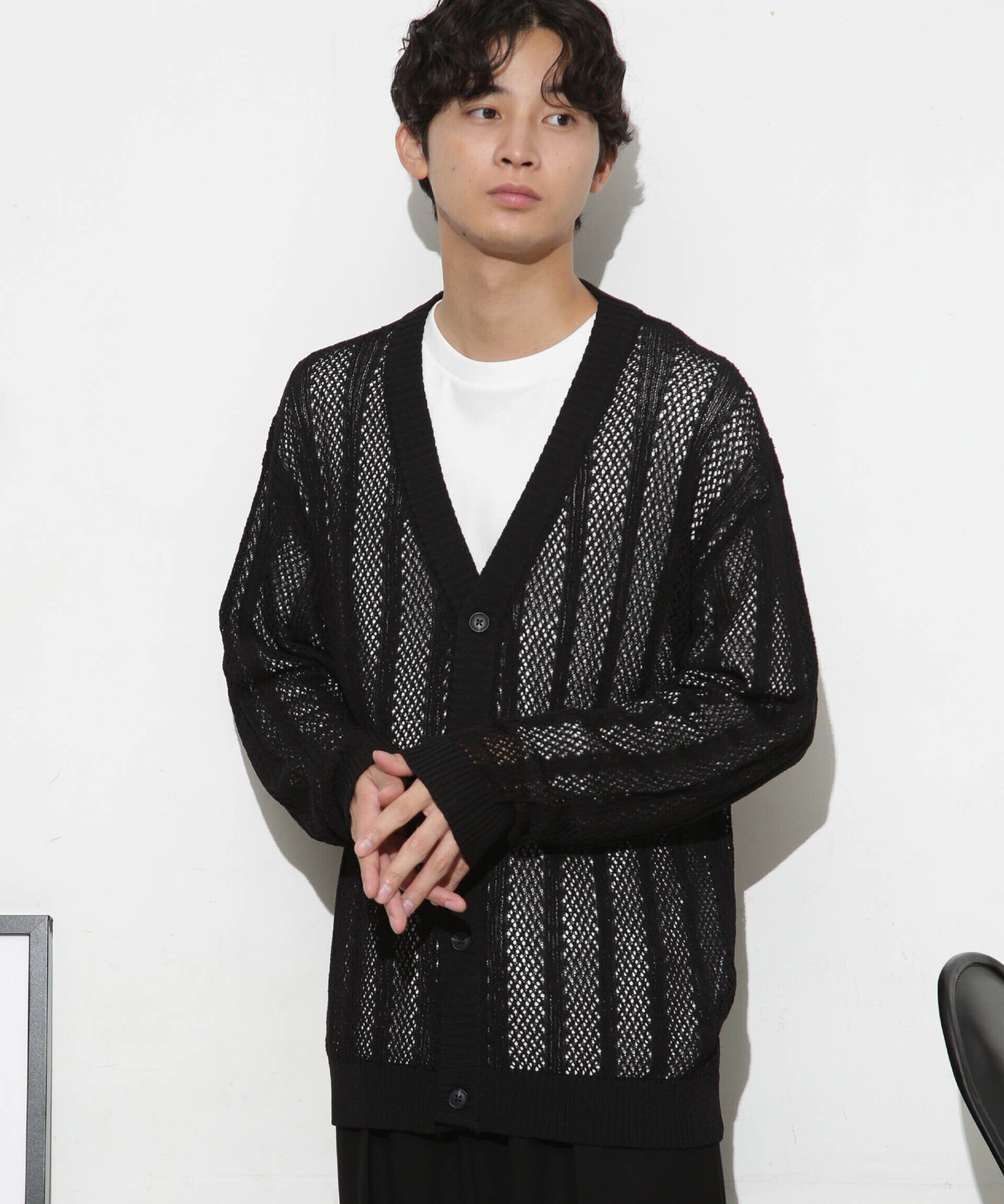 nano･universe「透かし編みワイドカーディガン」|ニット・セーター|