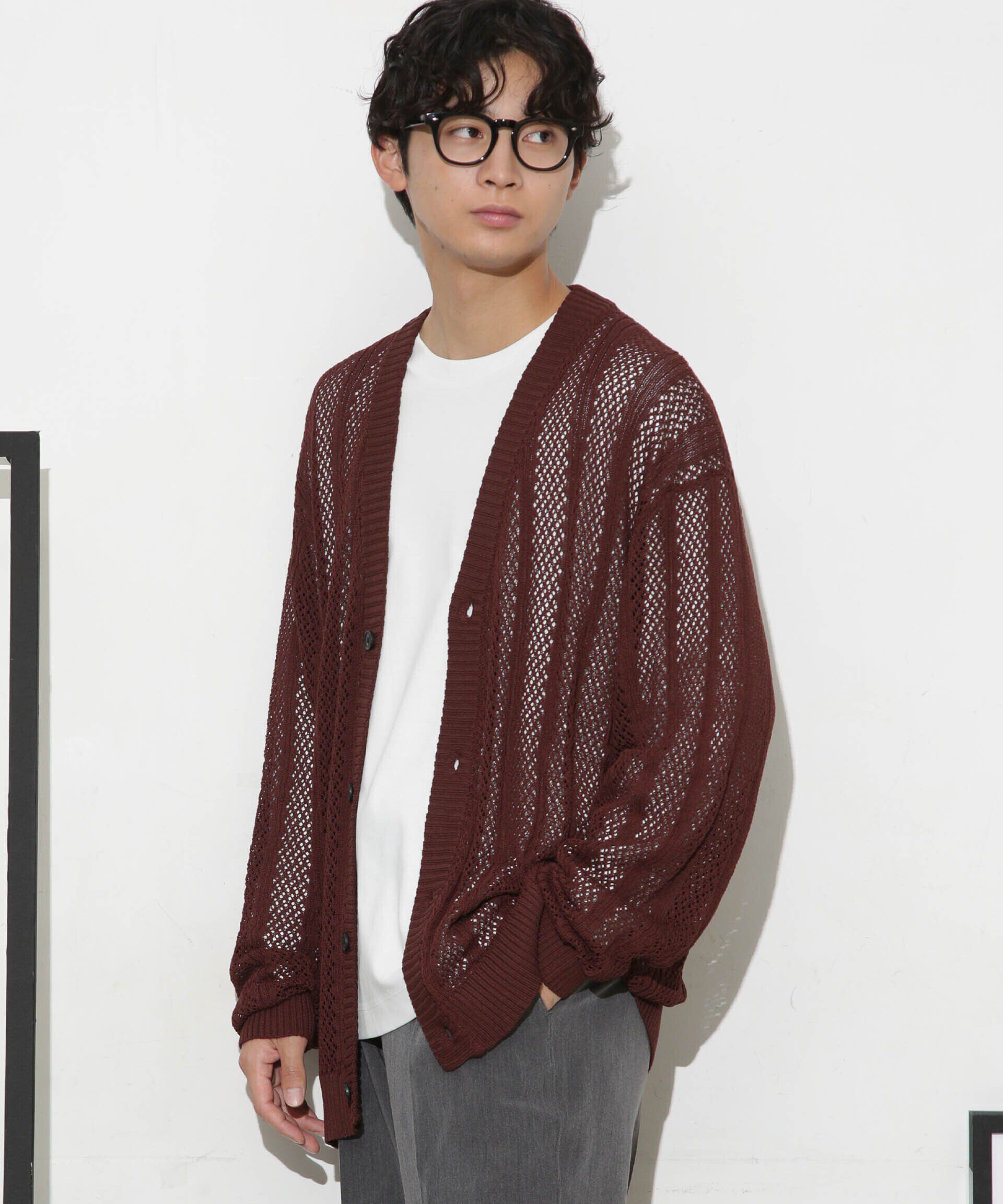 nano･universe「透かし編みワイドカーディガン」|ニット・セーター|