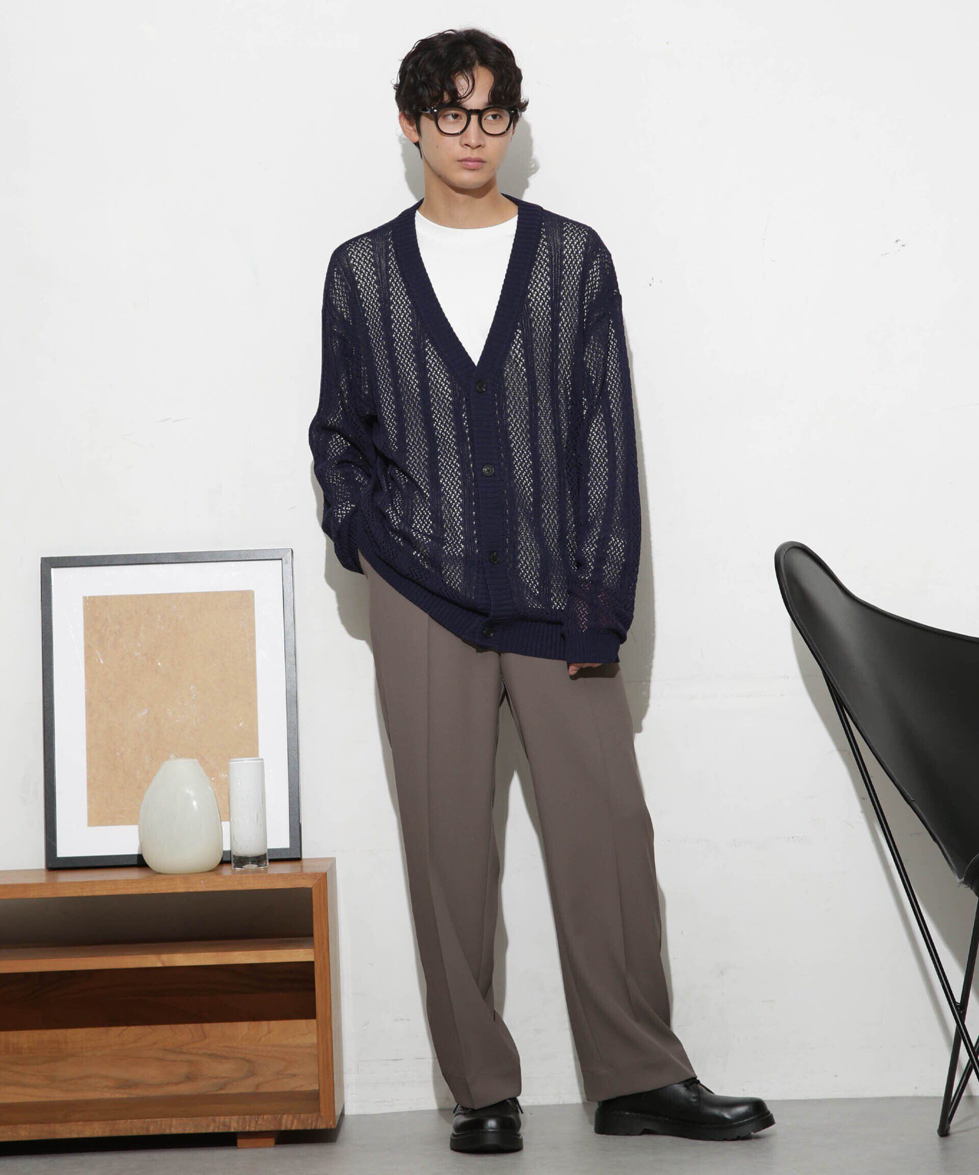 nano･universe「透かし編みワイドカーディガン」|ニット・セーター|