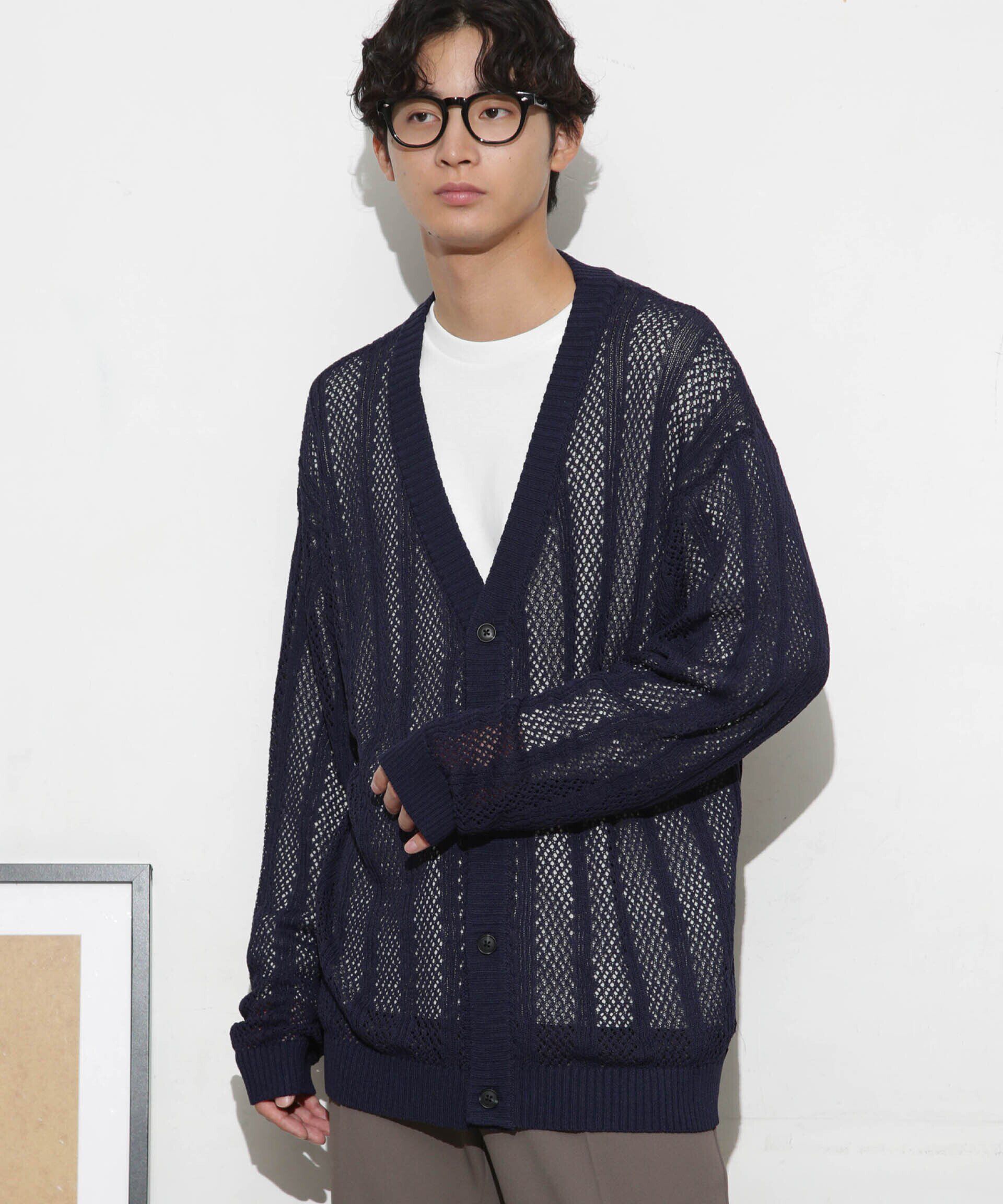 nano･universe「透かし編みワイドカーディガン」|ニット・セーター|