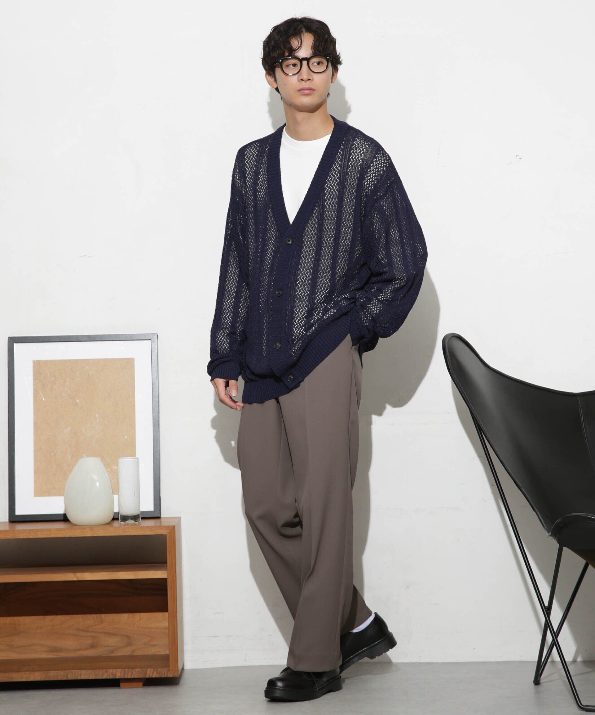 nano･universe「透かし編みワイドカーディガン」|ニット・セーター|