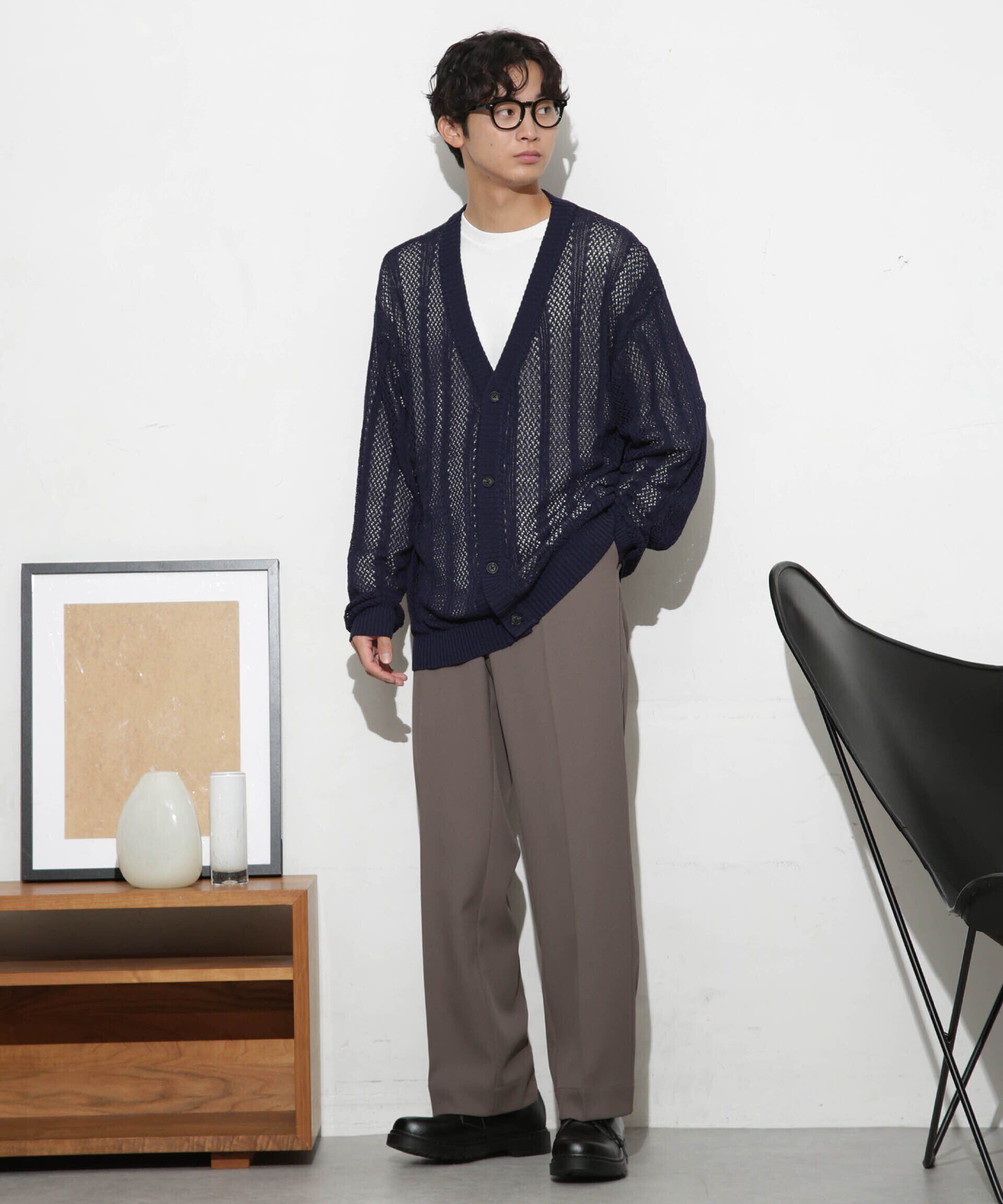 nano･universe「透かし編みワイドカーディガン」|ニット・セーター|