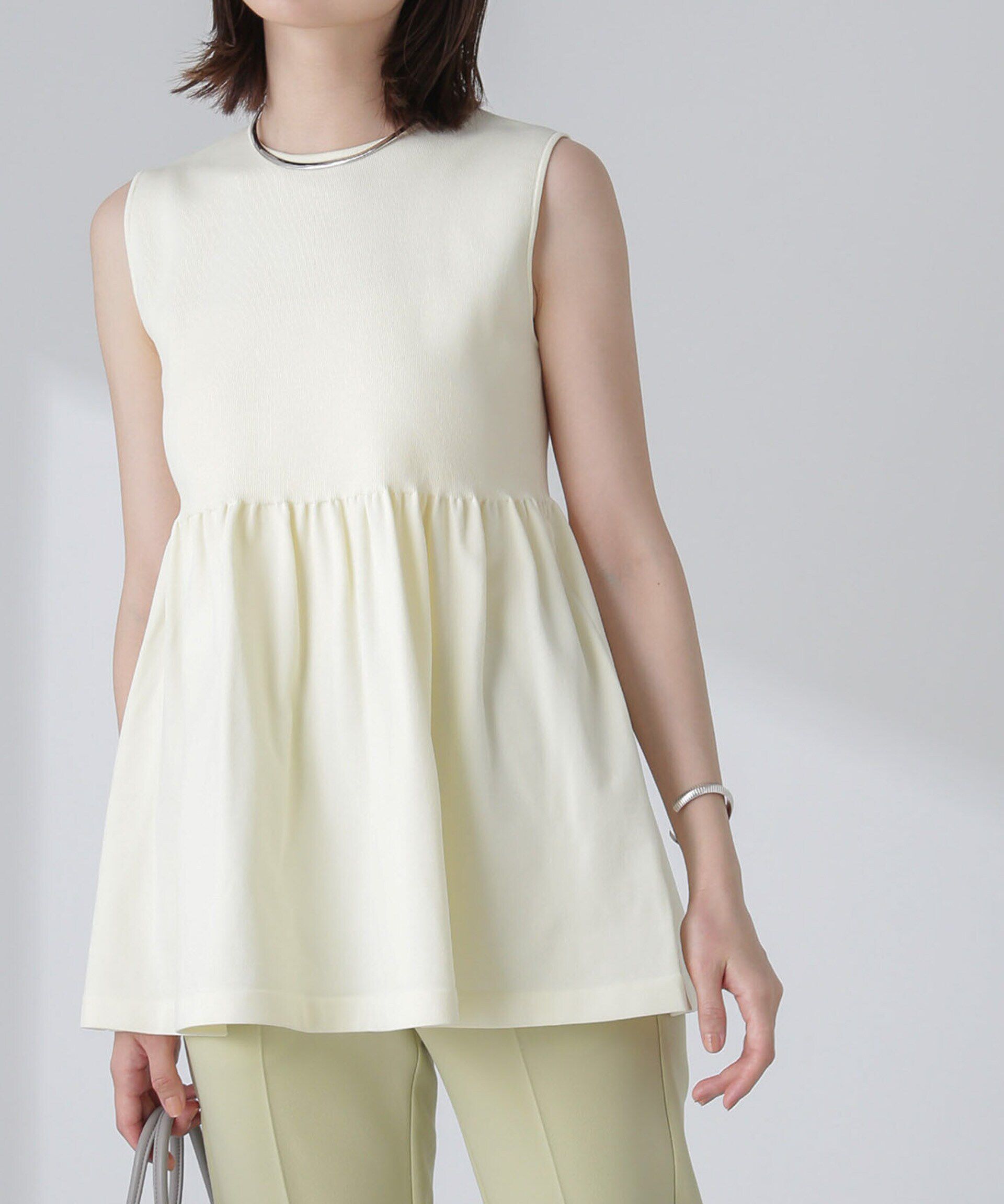 nano･universe「前後2WAYペプラムニットトップス」|ニット・セーター|オフホワイト1