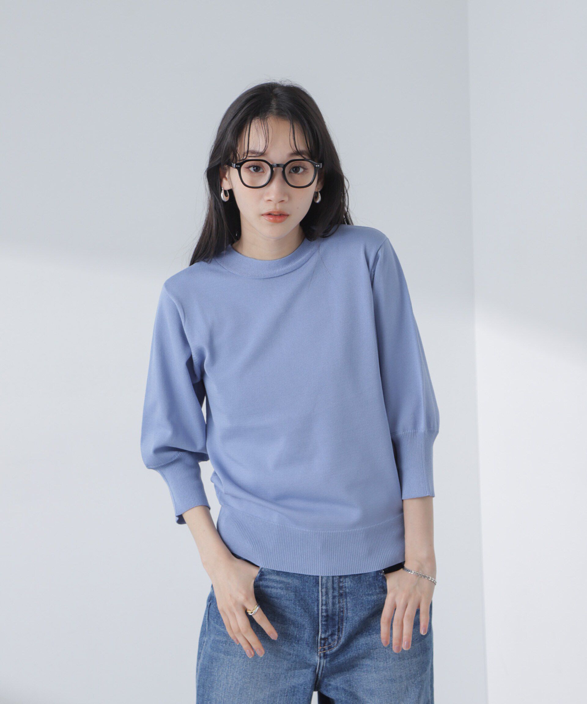 nano･universe「前後2wayボータイ半袖サマーニット」|ニット・セーター|