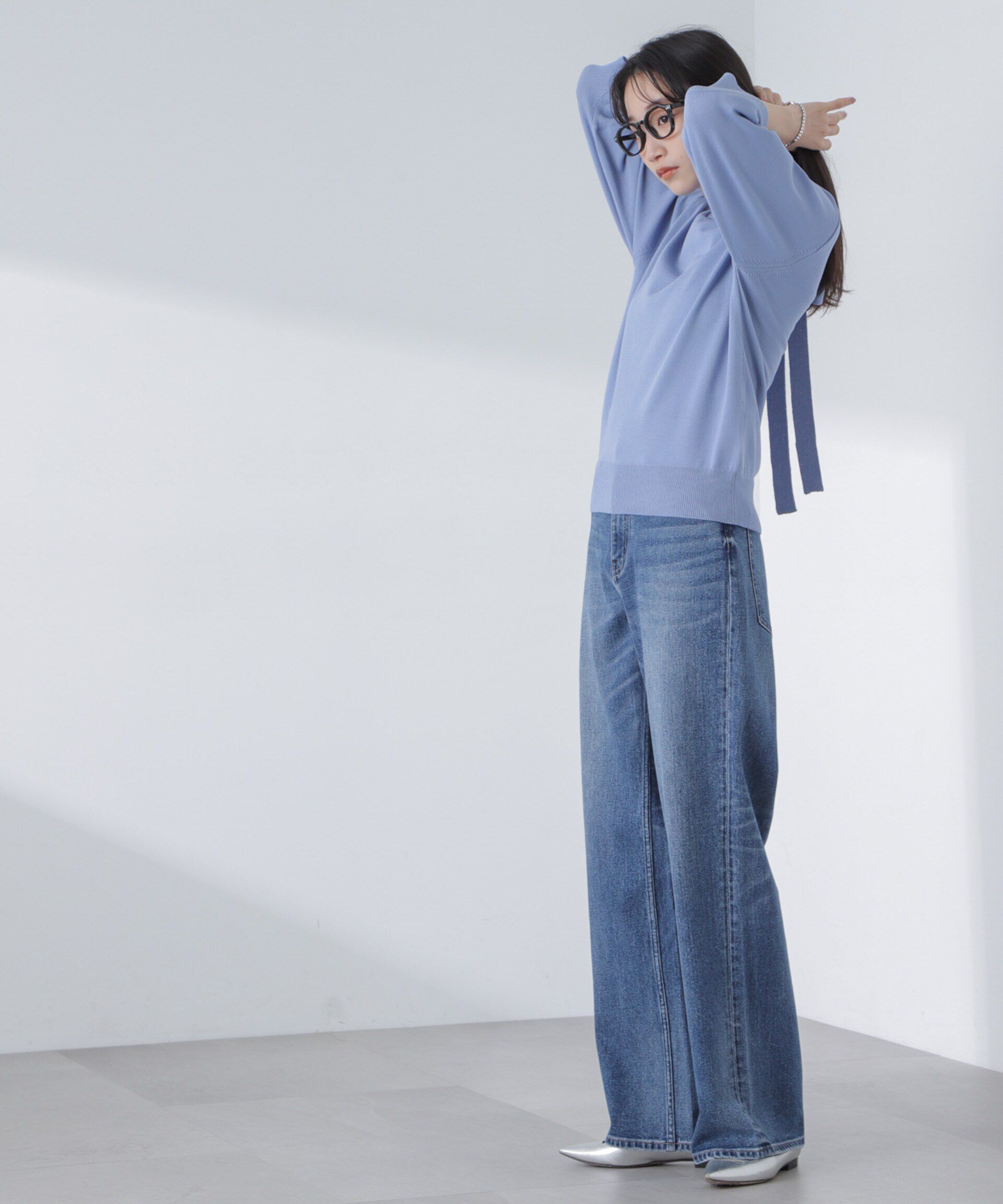 nano･universe「前後2wayボータイ半袖サマーニット」|ニット・セーター|