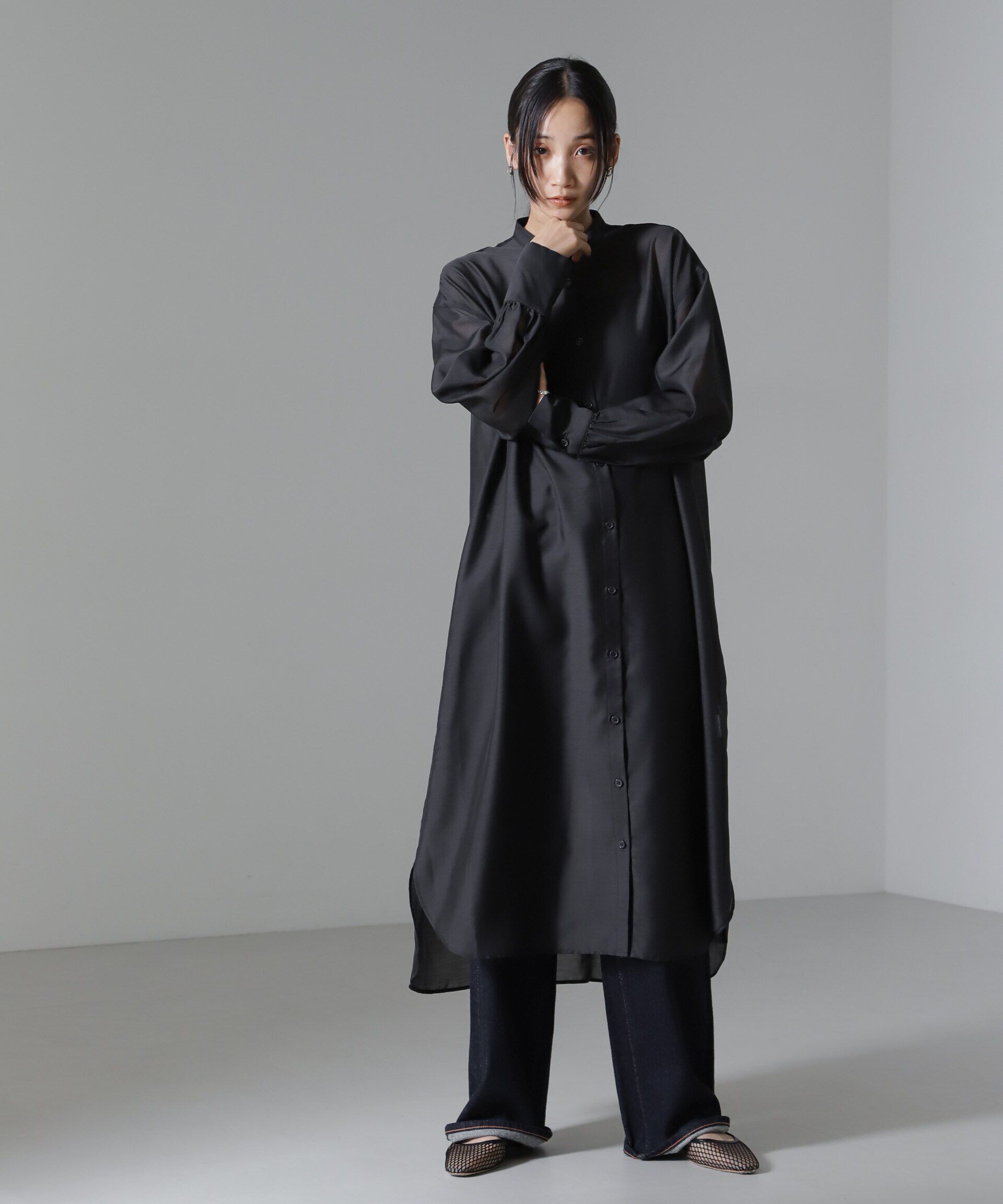 nano･universe「シアーマキシシャツワンピース」|ワンピース|