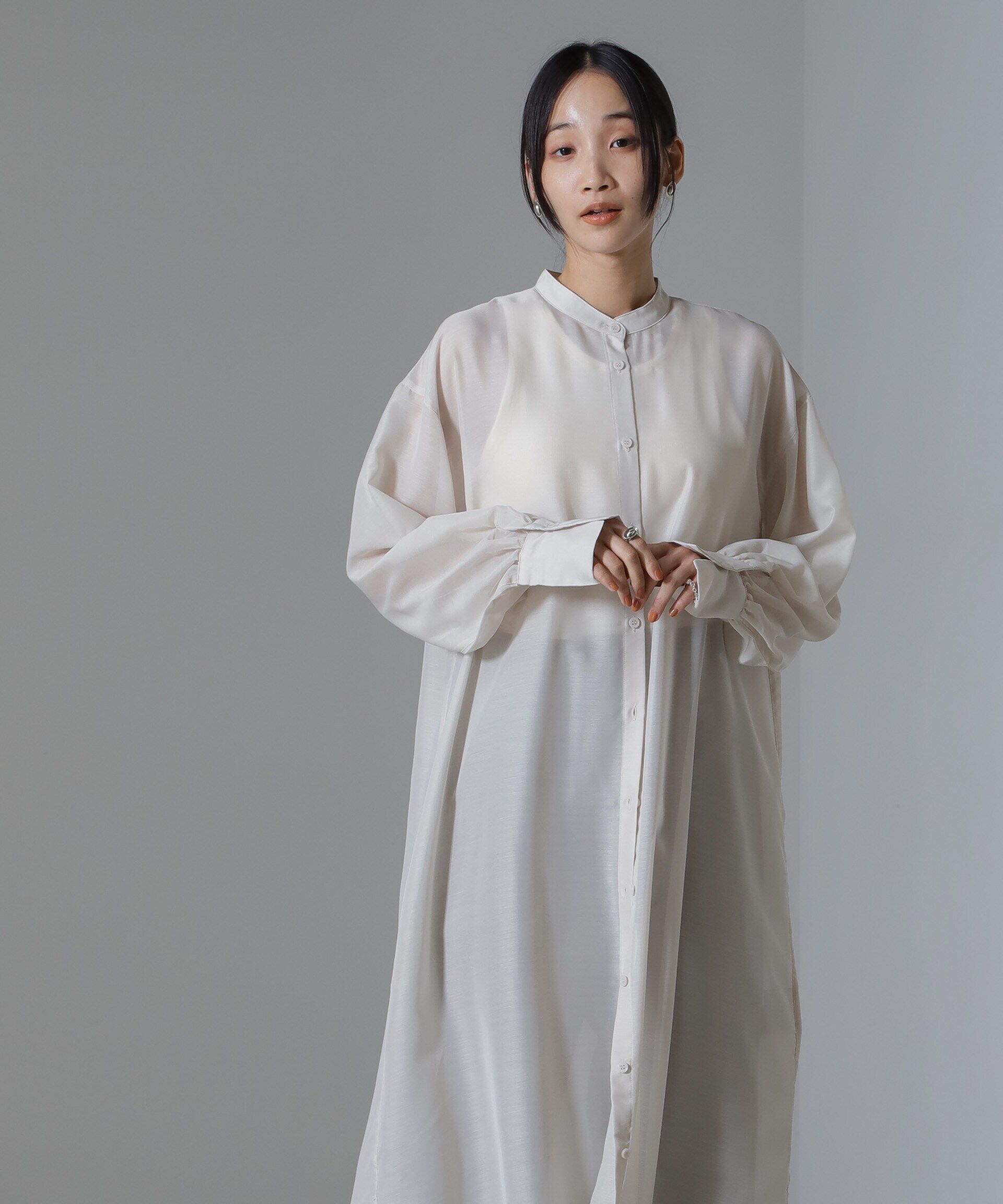 nano･universe「シアーマキシシャツワンピース」|ワンピース|