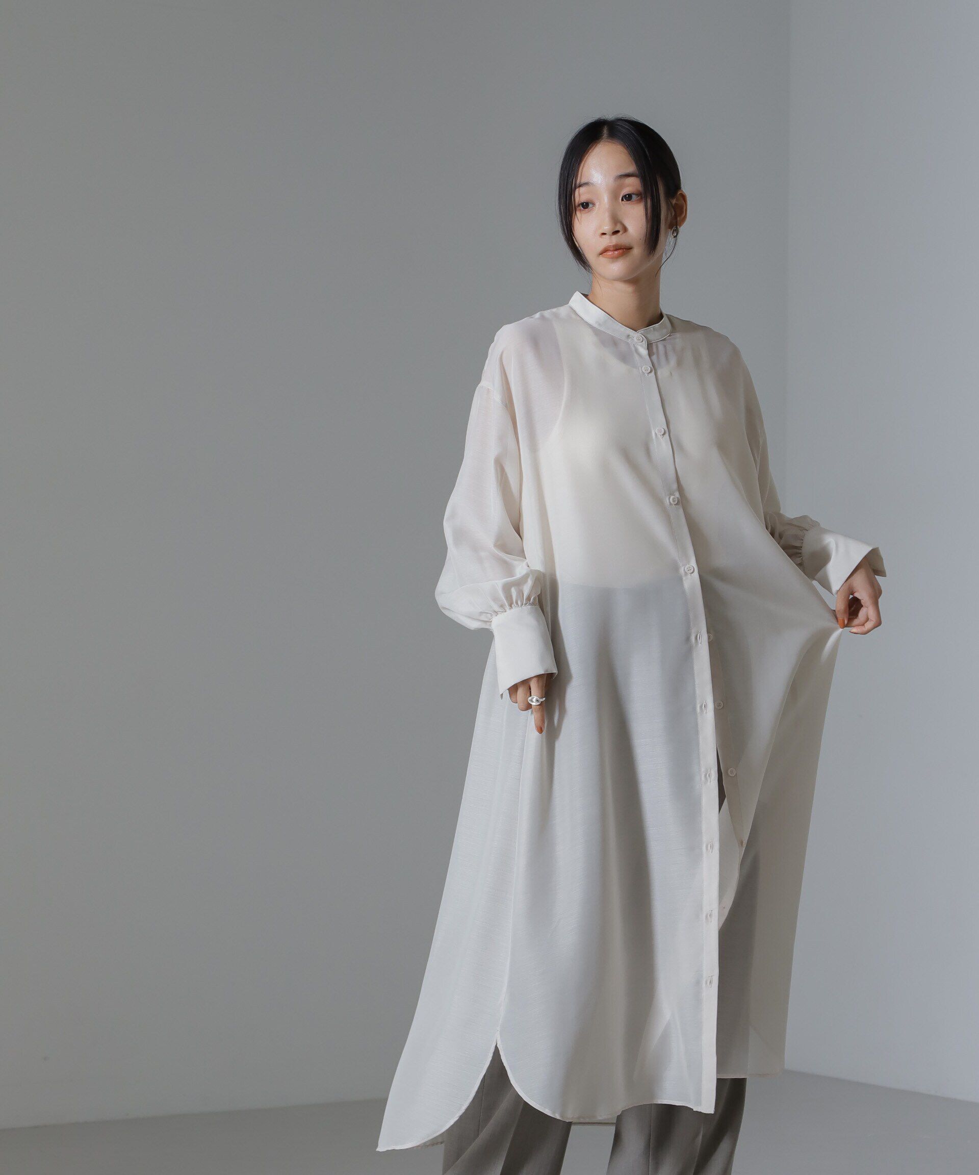 nano･universe「シアーマキシシャツワンピース」|ワンピース|