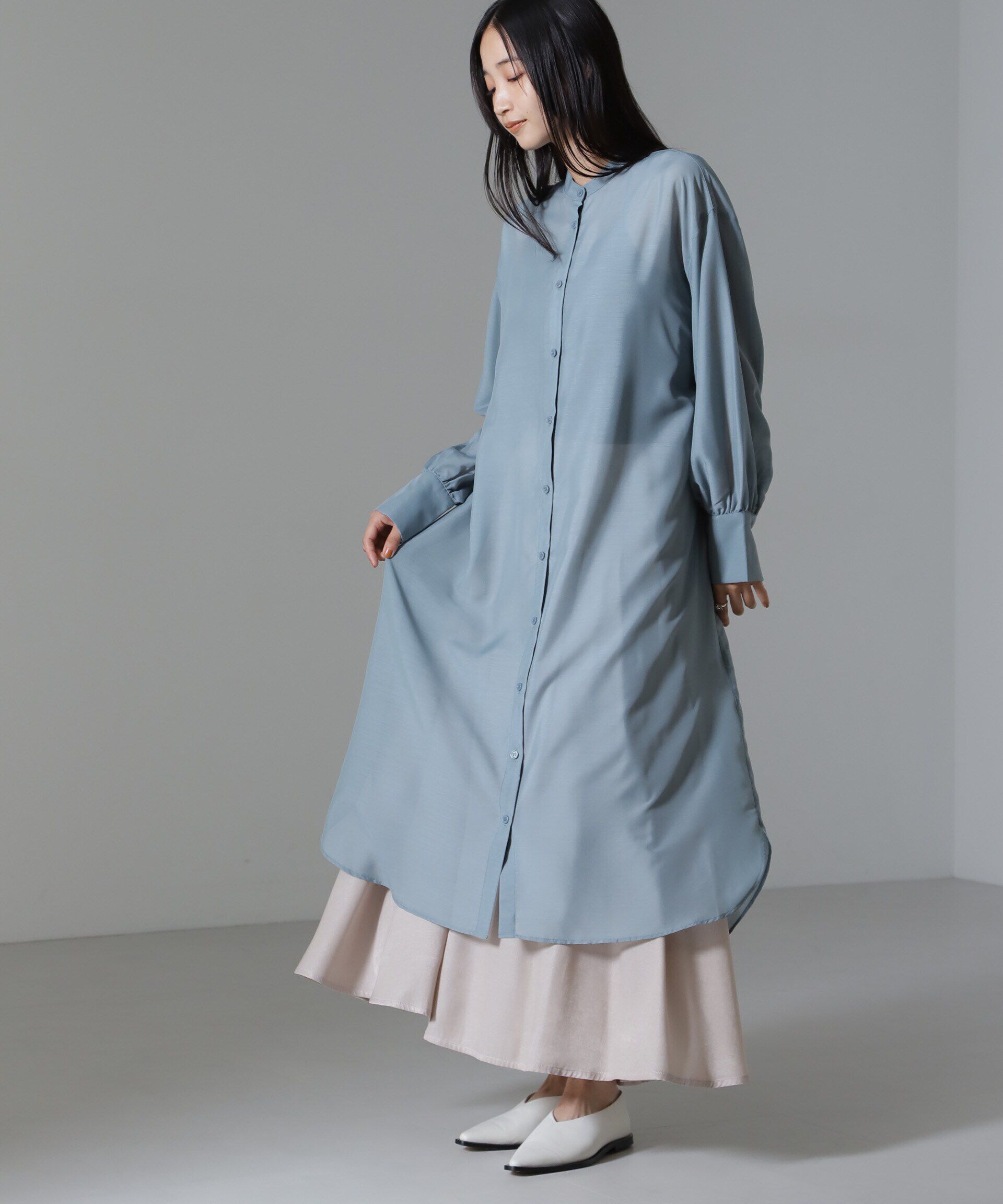 nano･universe「シアーマキシシャツワンピース」|ワンピース|