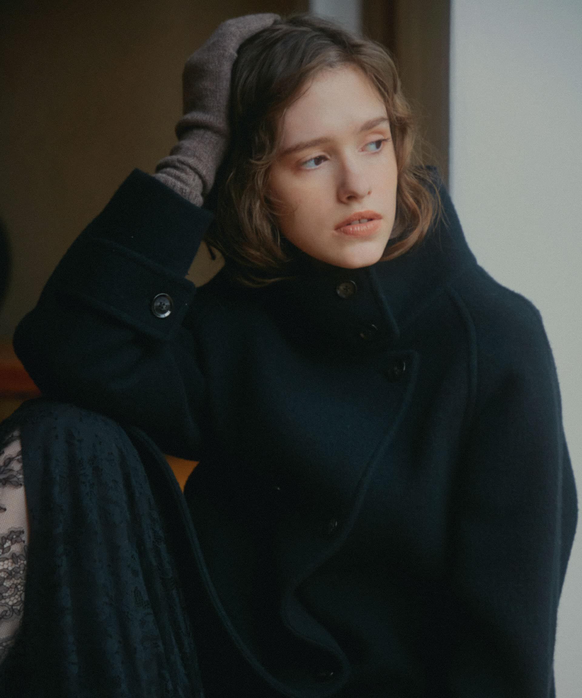 nano･universe「PECOLAMBウールカシミヤスタンドカラーコート」|その他|ブラック