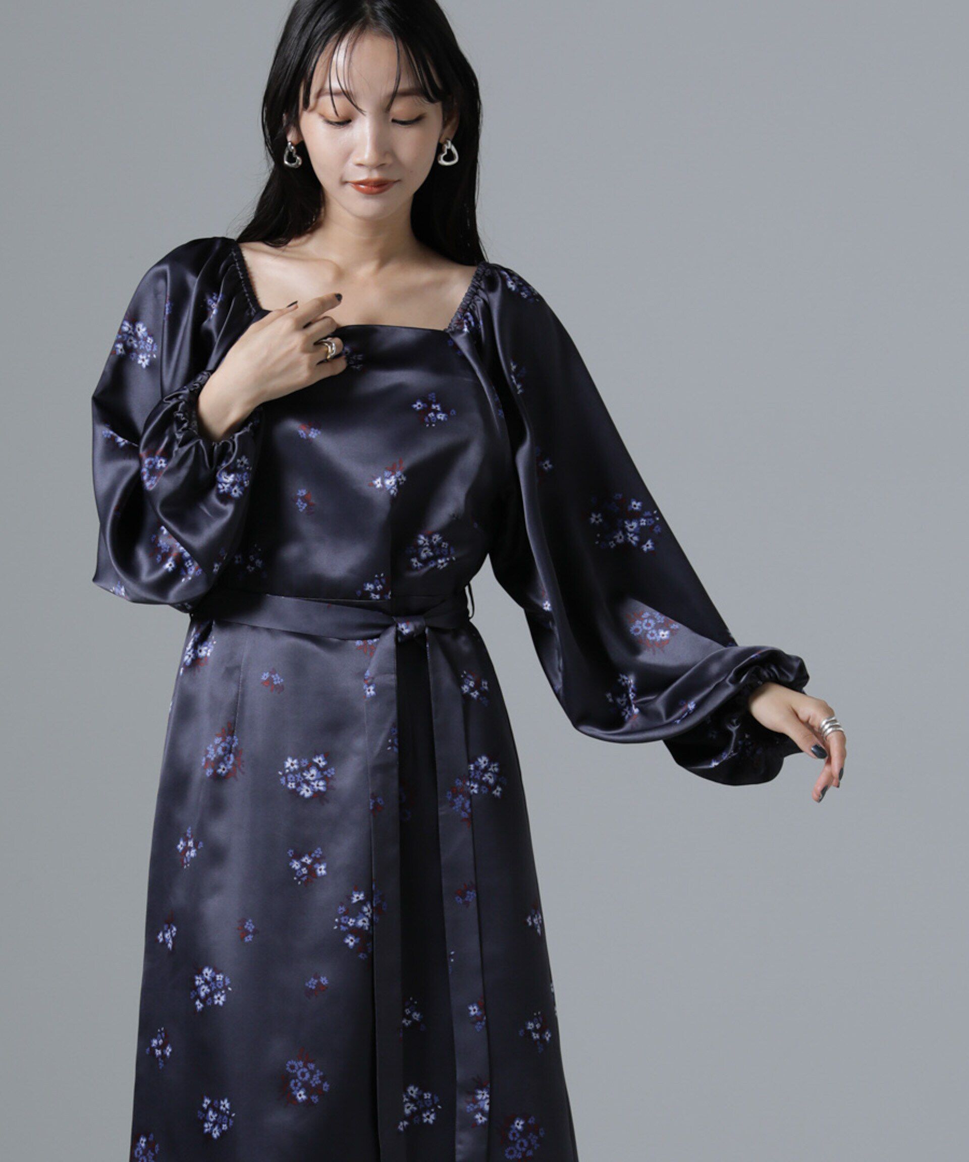 nano･universe「オフショル2WAYフラワープリントワンピース」|ワンピース|