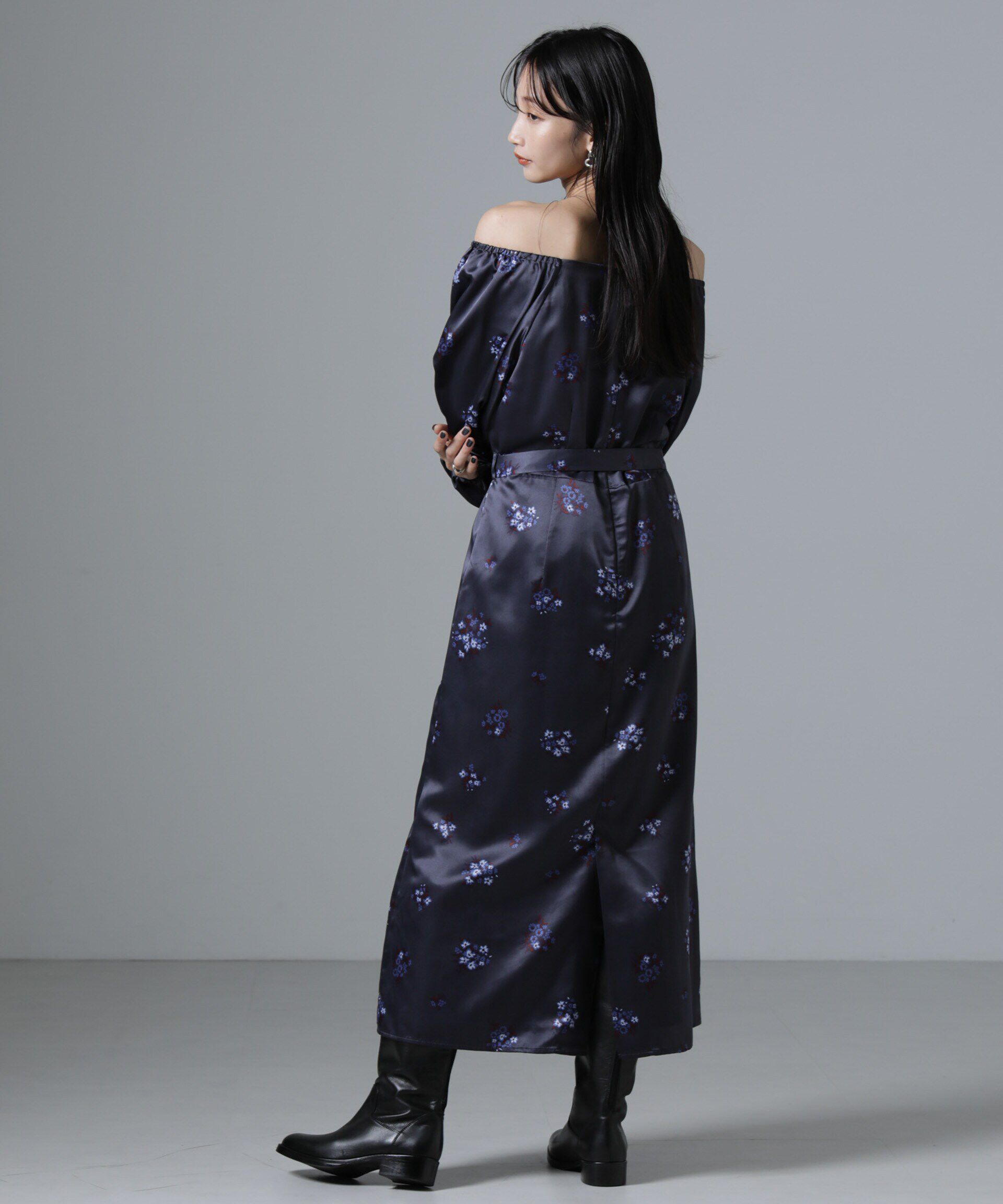 nano･universe「オフショル2WAYフラワープリントワンピース」|ワンピース|