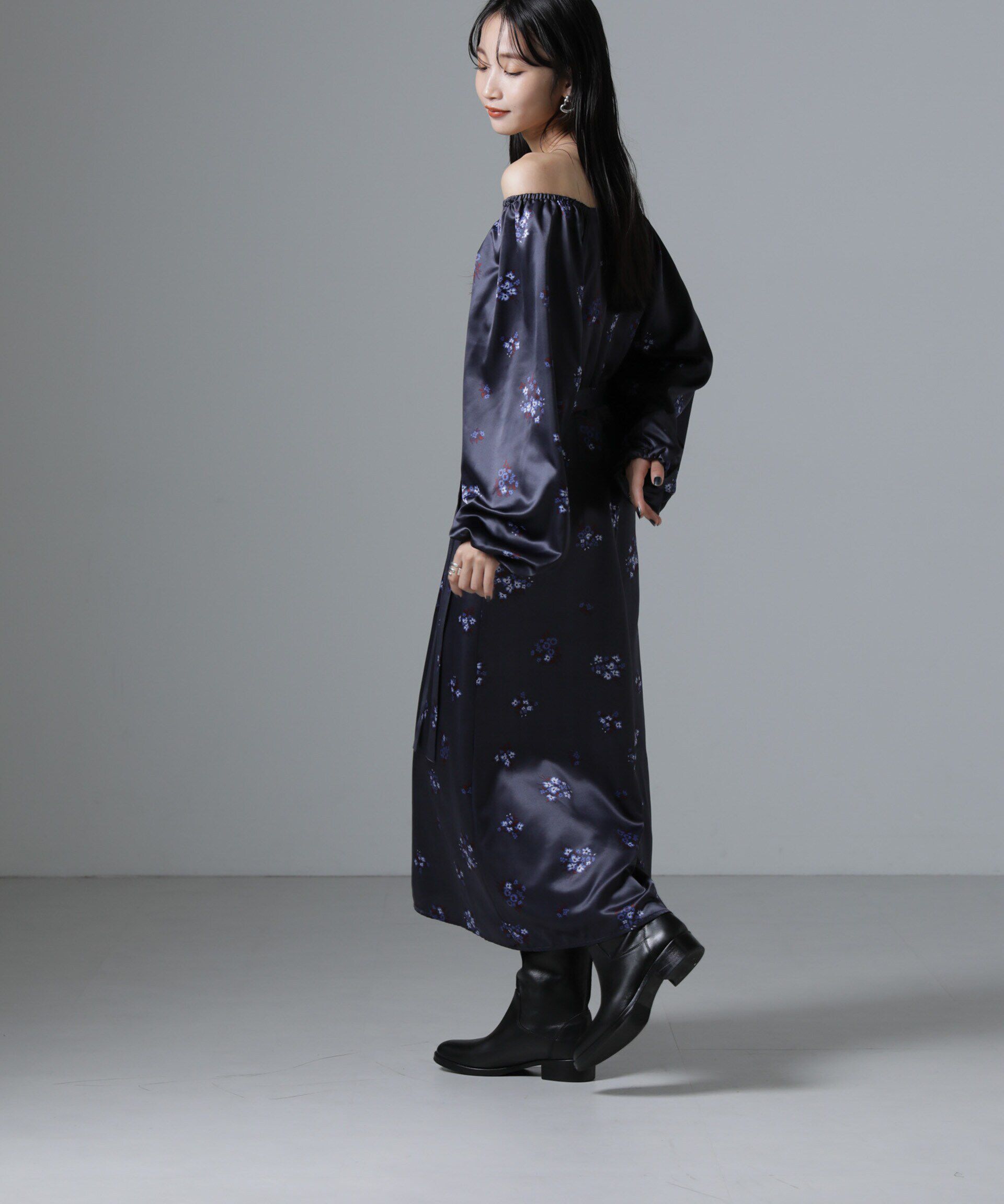 nano･universe「オフショル2WAYフラワープリントワンピース」|ワンピース|