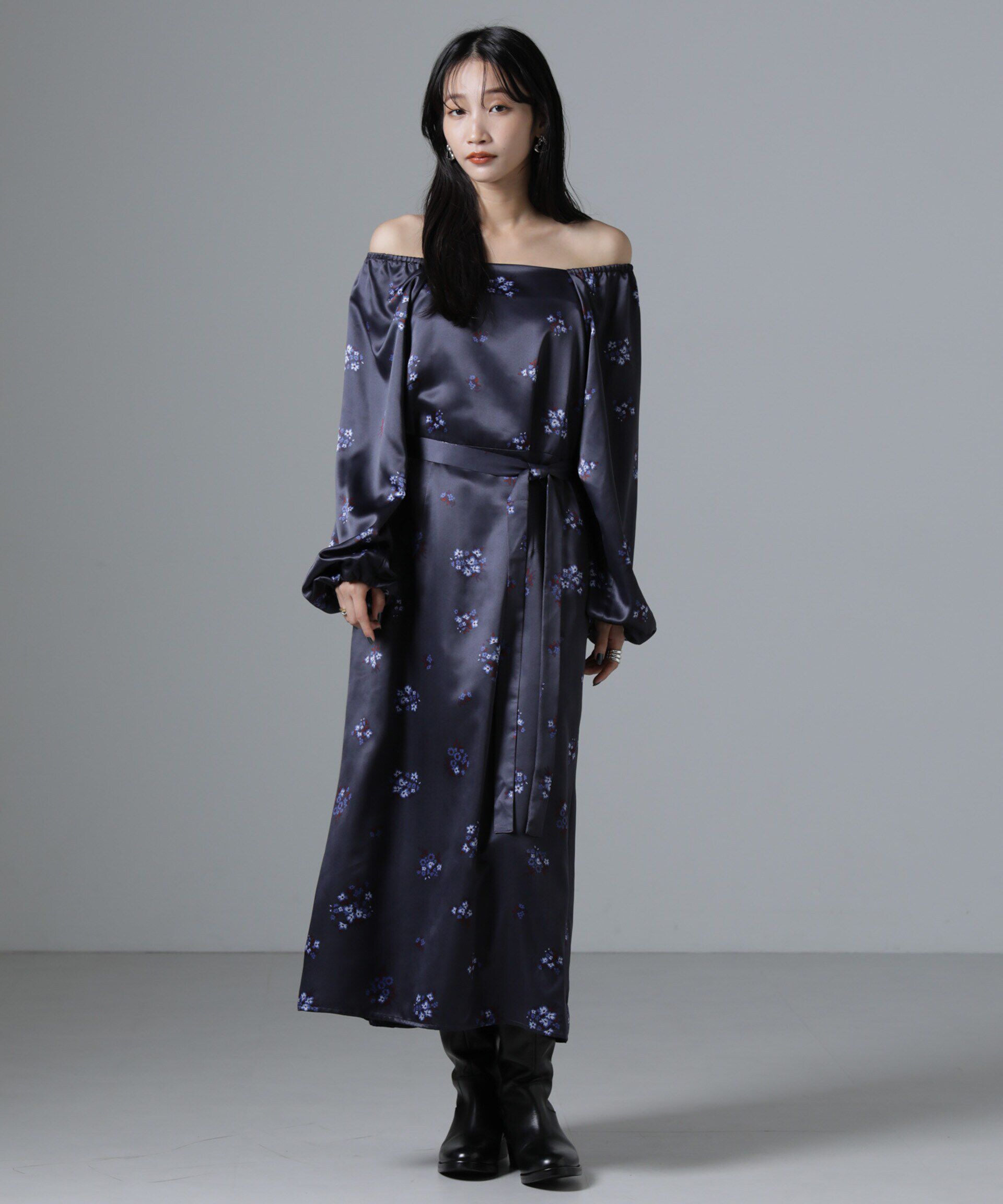 nano･universe「オフショル2WAYフラワープリントワンピース」|ワンピース|