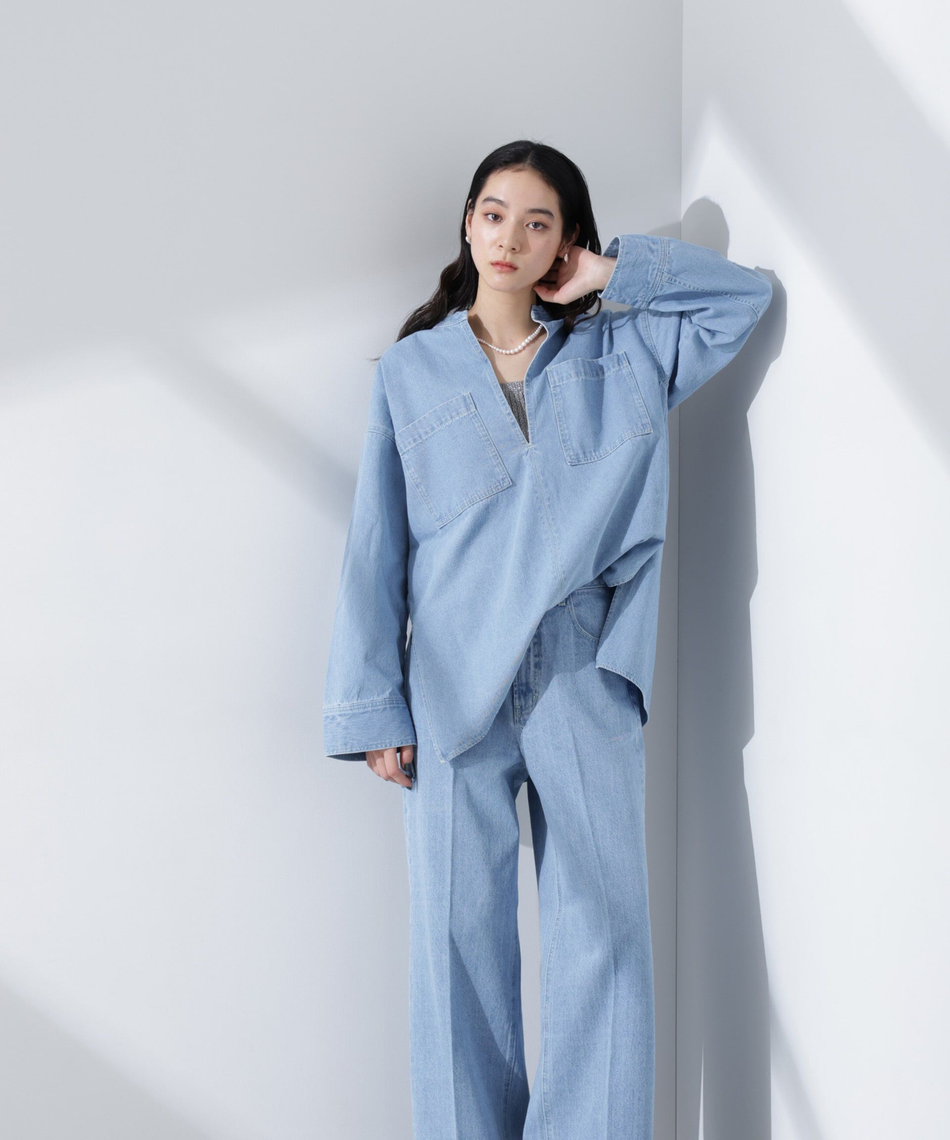 nano･universe「ハイウエストデニム（セットアップ可）」|チノ|