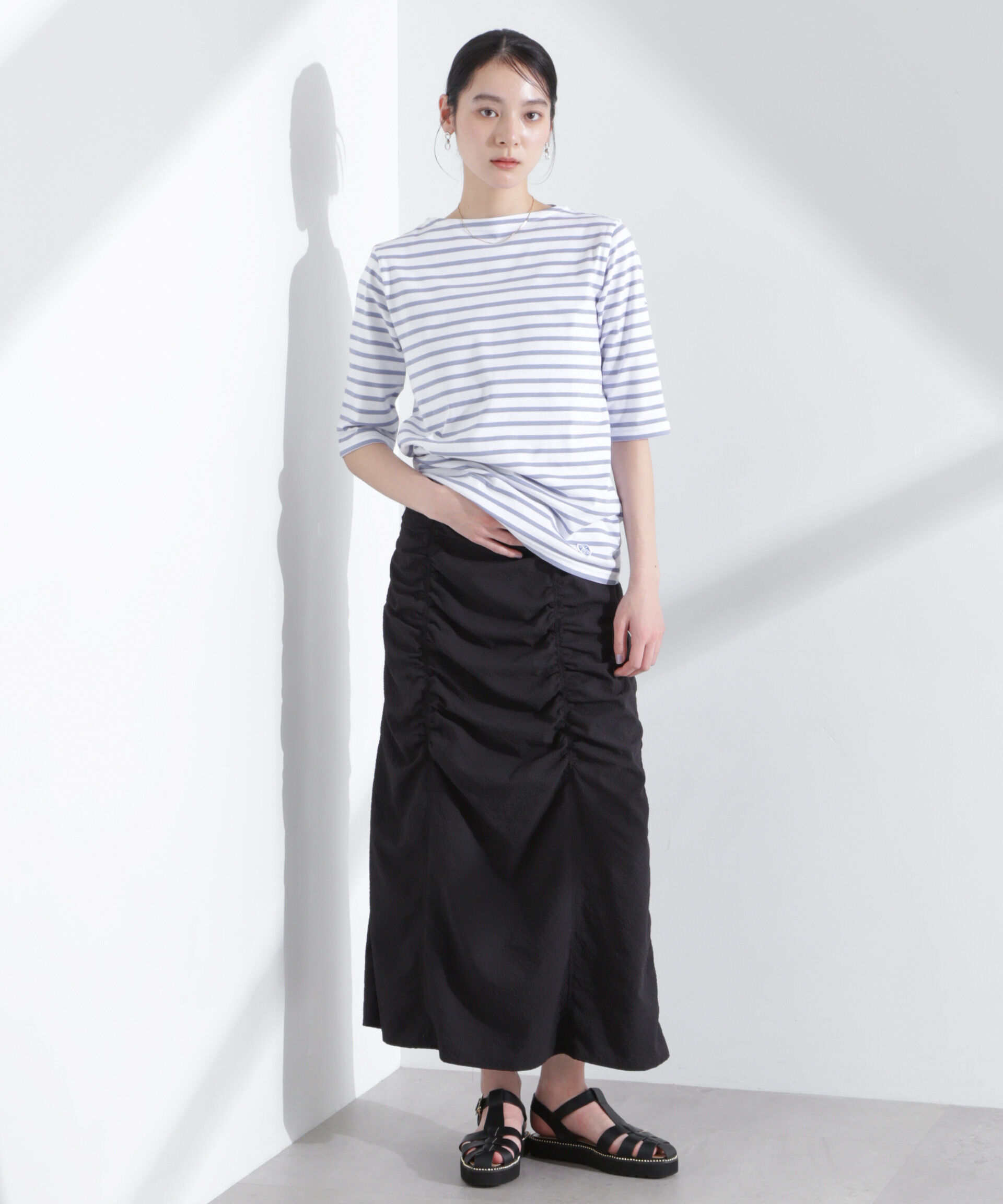 nano･universe「ギャザー切り替えサッカースカート」|スカート|