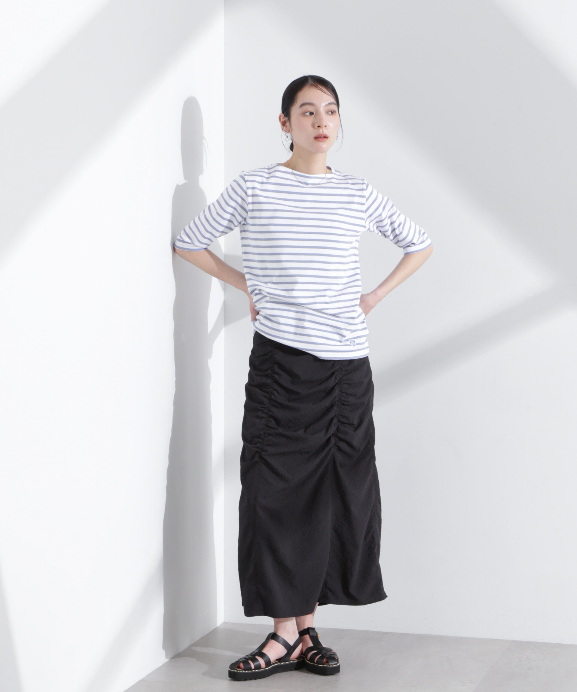 nano･universe「ギャザー切り替えサッカースカート」|スカート|