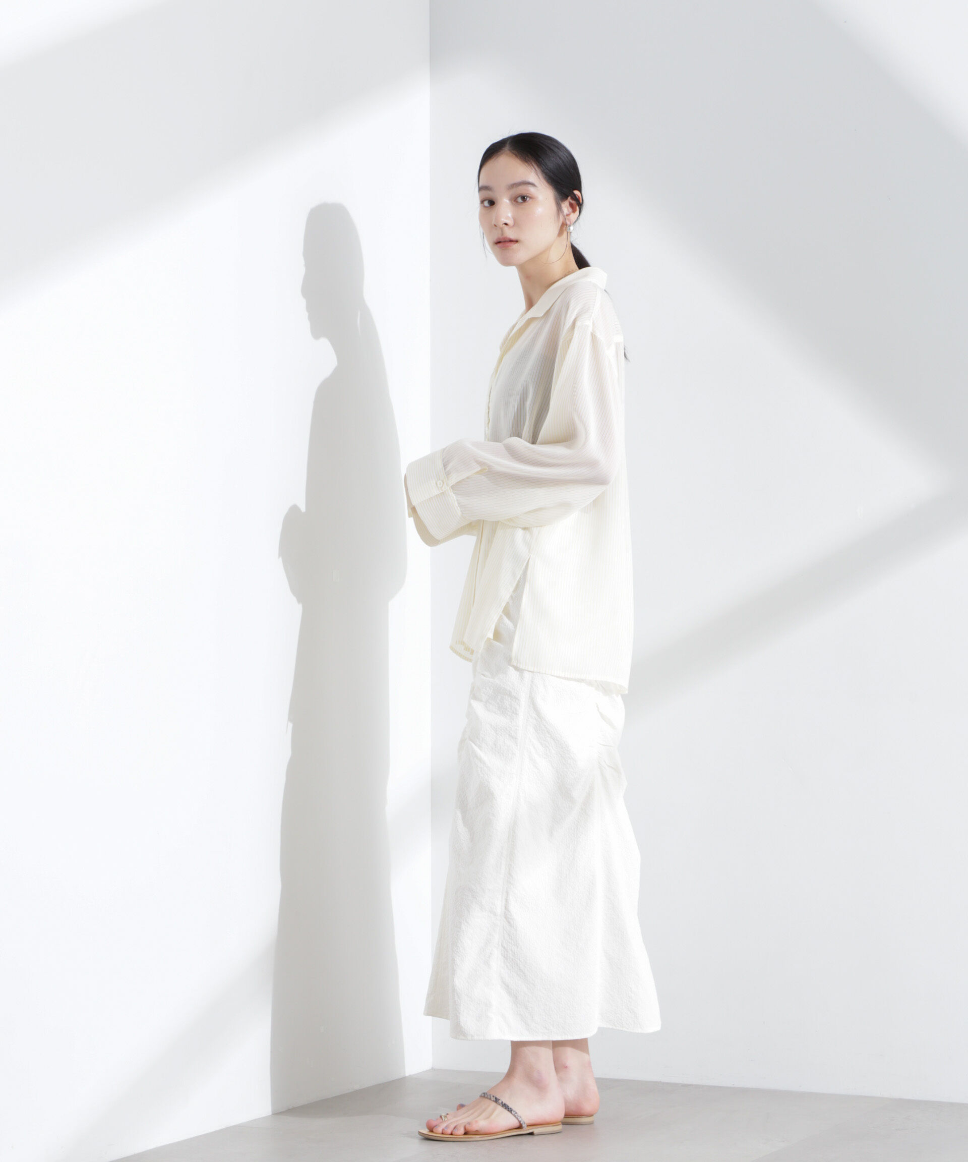 nano･universe「ギャザー切り替えサッカースカート」|スカート|