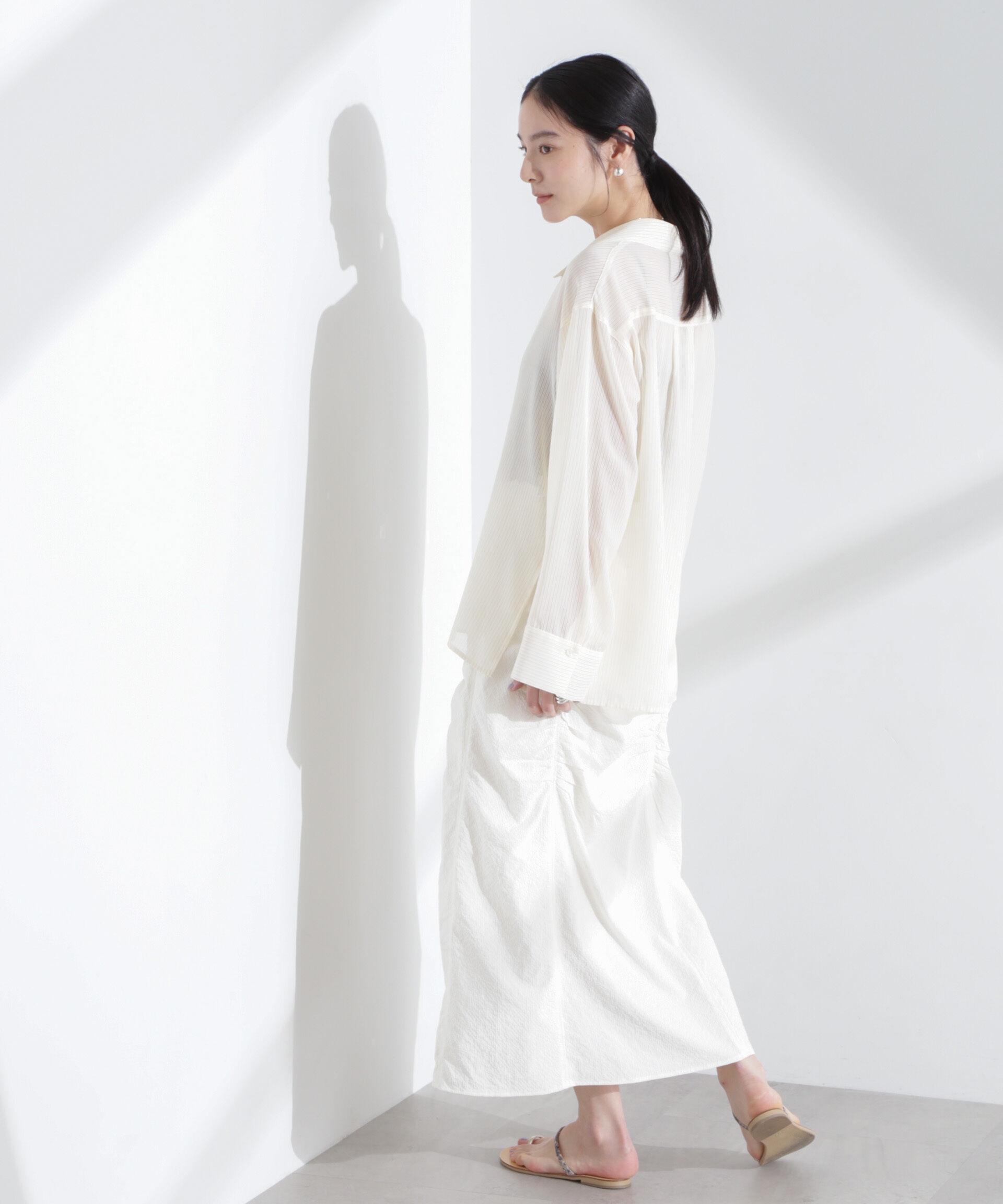 nano･universe「ギャザー切り替えサッカースカート」|スカート|