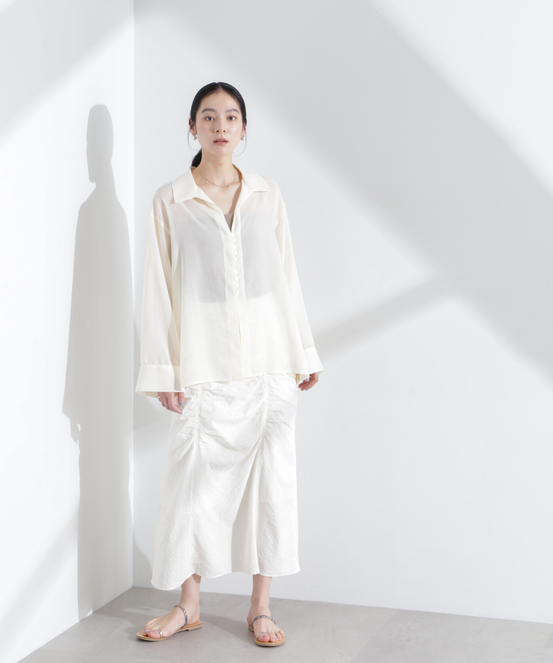 nano･universe「ギャザー切り替えサッカースカート」|スカート|