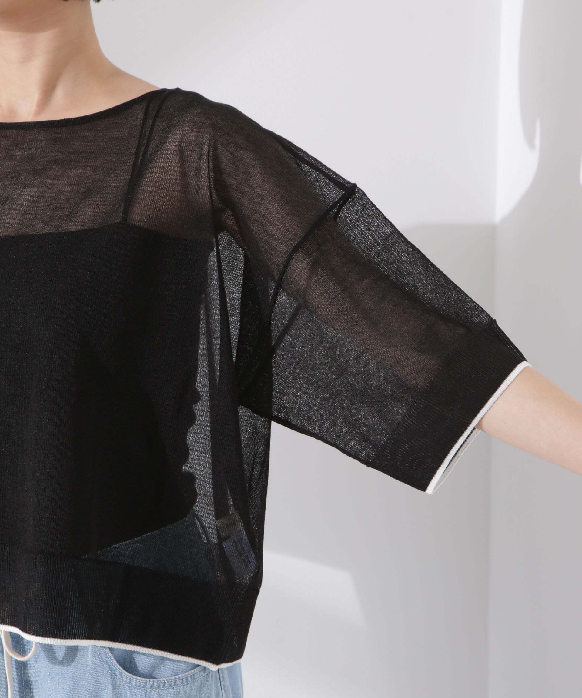 nano･universe「洗濯機洗可バイカラーシアーニット」|ニット・セーター|