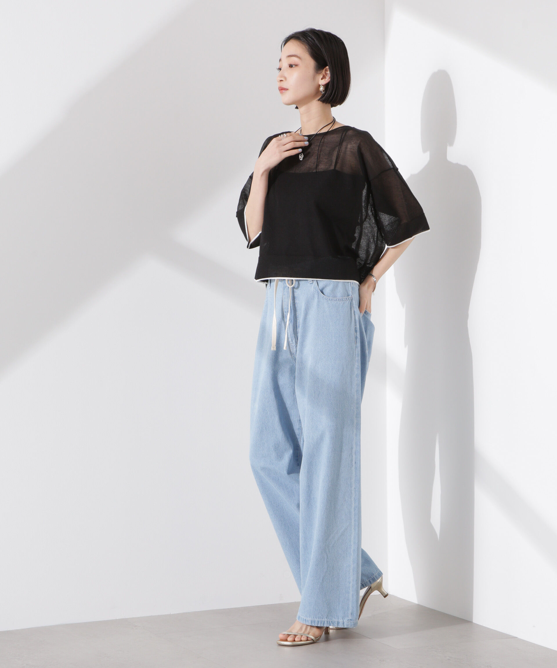 nano･universe「洗濯機洗可バイカラーシアーニット」|ニット・セーター|