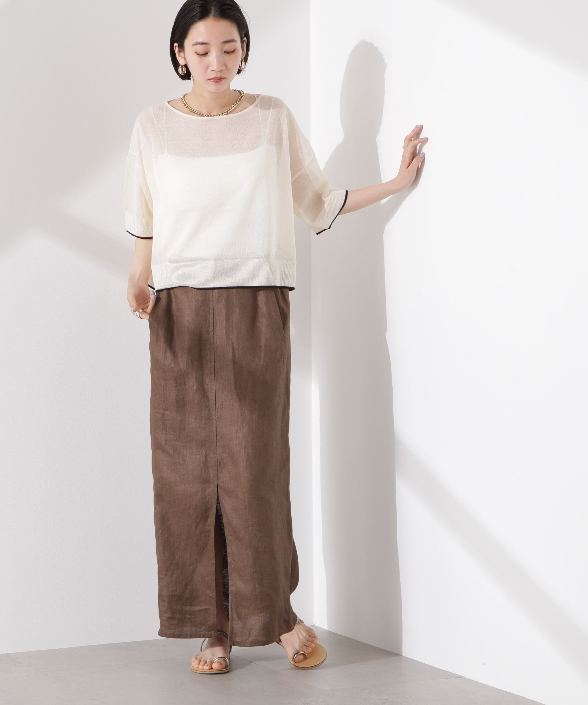 nano･universe「洗濯機洗可バイカラーシアーニット」|ニット・セーター|