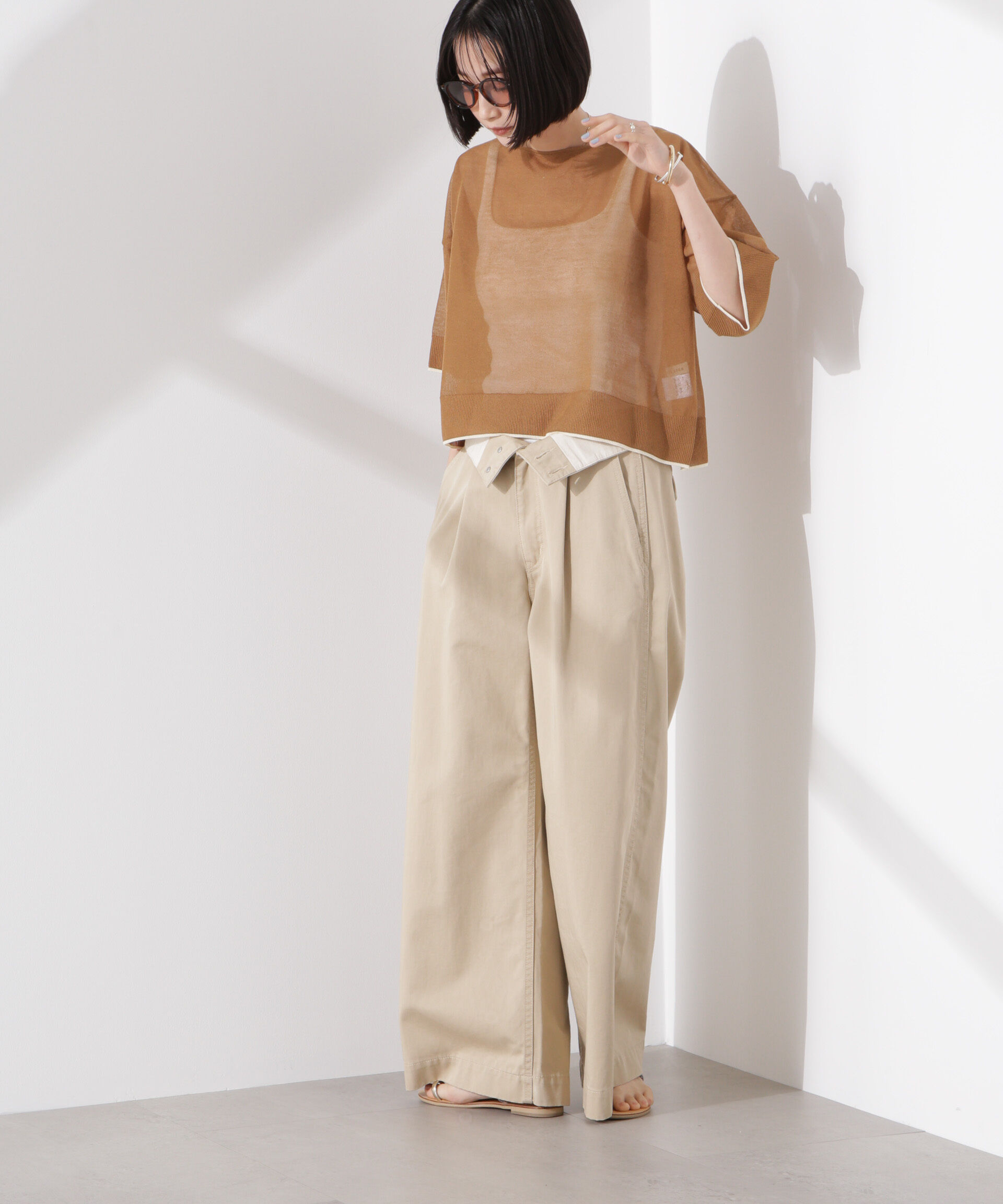 nano･universe「洗濯機洗可バイカラーシアーニット」|ニット・セーター|