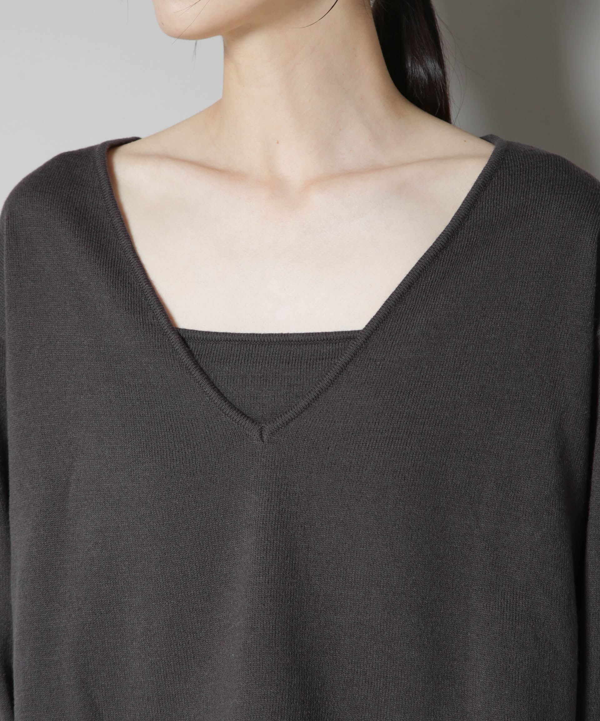 nano･universe「ニットキャミワンピース&times;クロップドVネックニット セット」|ワンピース|