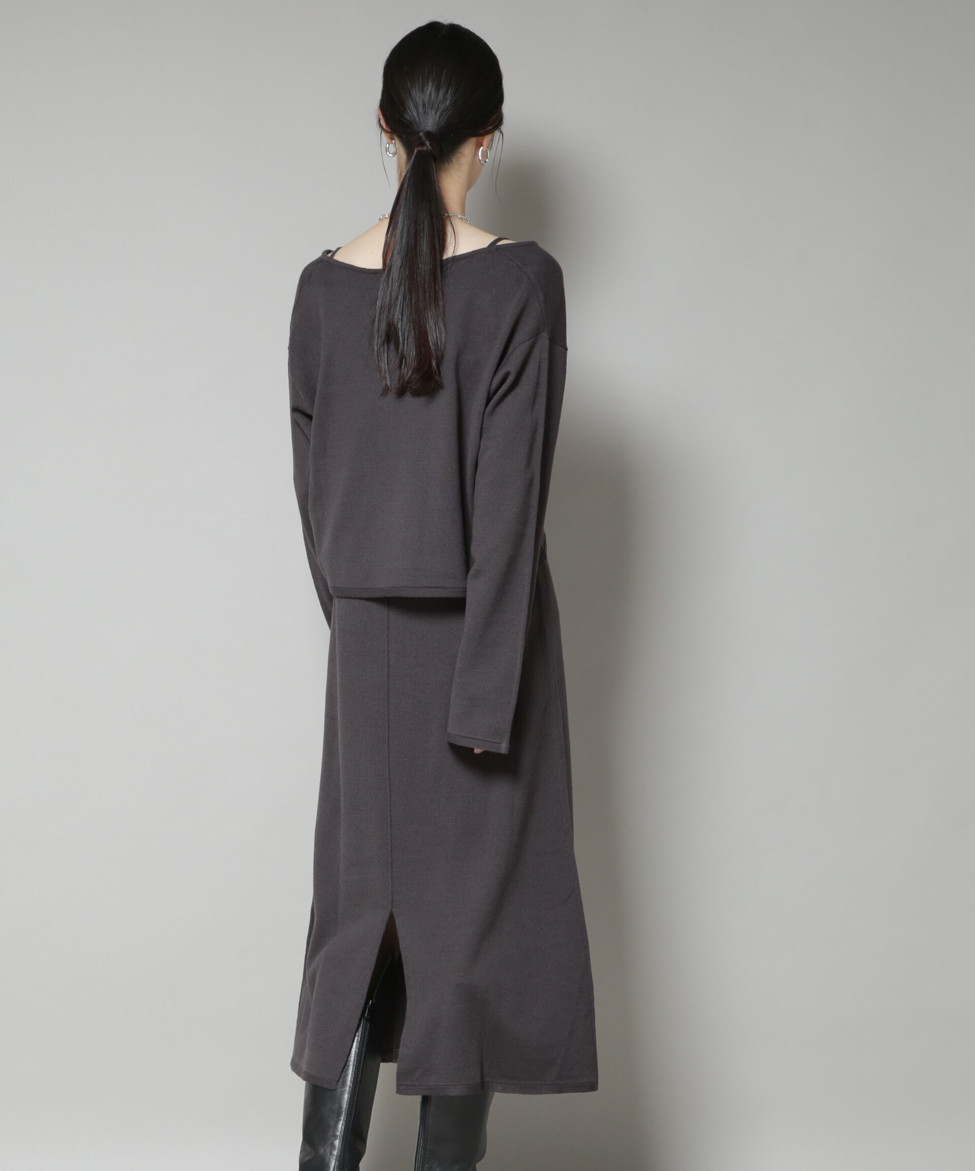 nano･universe「ニットキャミワンピース&times;クロップドVネックニット セット」|ワンピース|