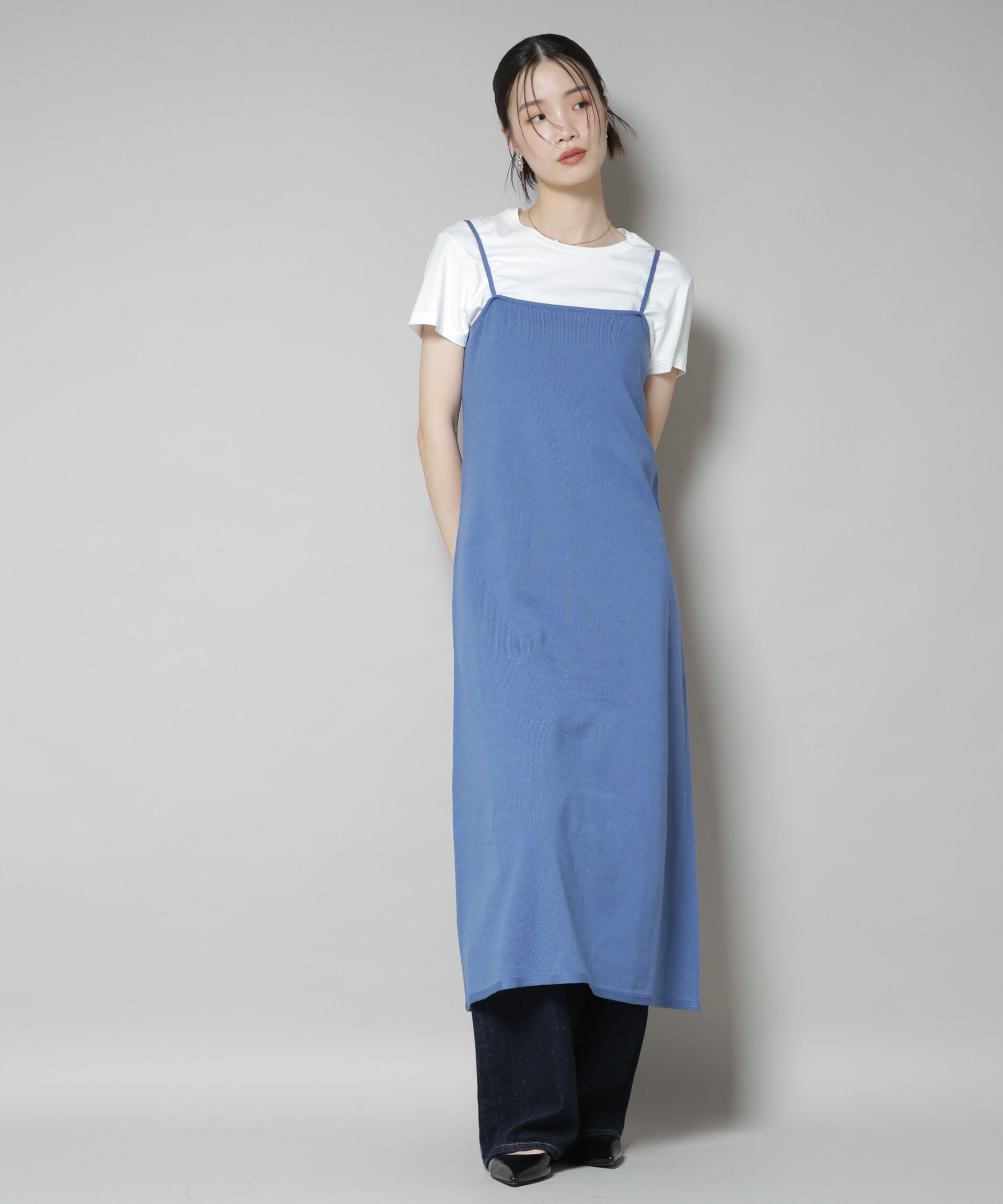 nano･universe「ニットキャミワンピース&times;クロップドVネックニット セット」|ワンピース|