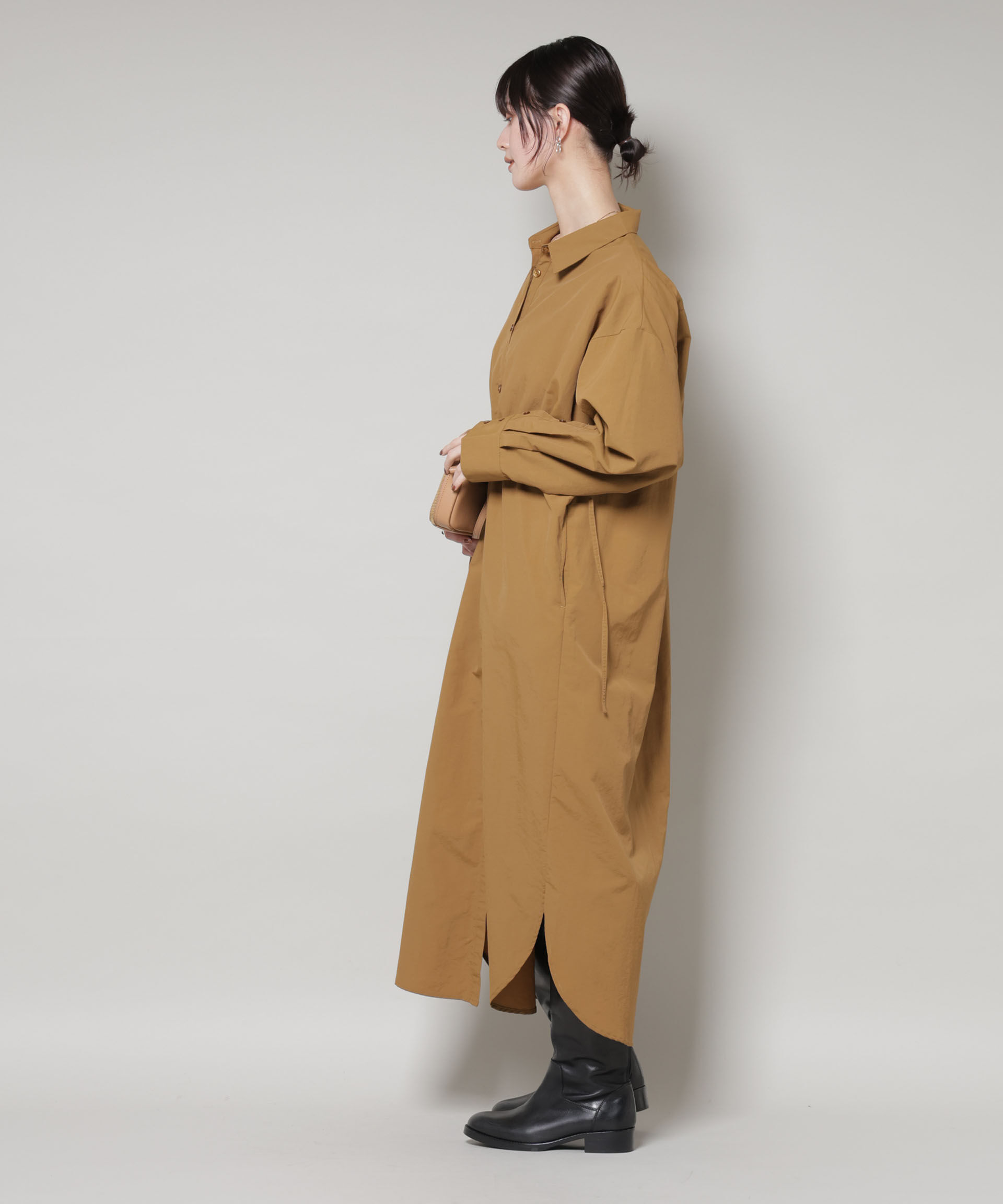 nano･universe「ナイロンタッサードロストシャツワンピース」|ワンピース|