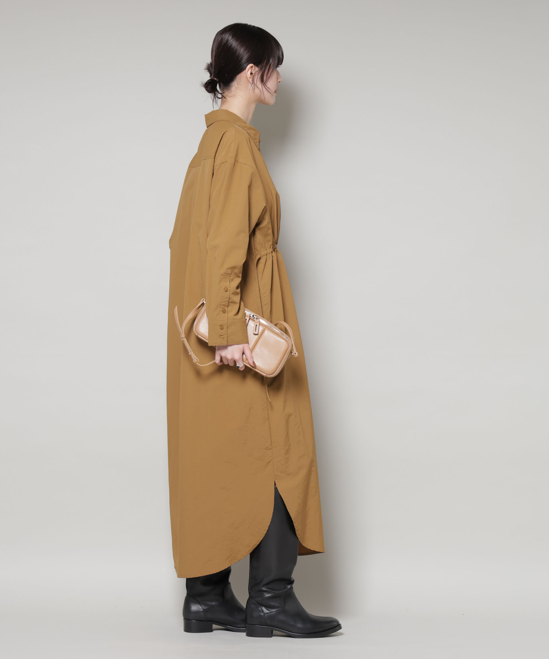 nano･universe「ナイロンタッサードロストシャツワンピース」|ワンピース|