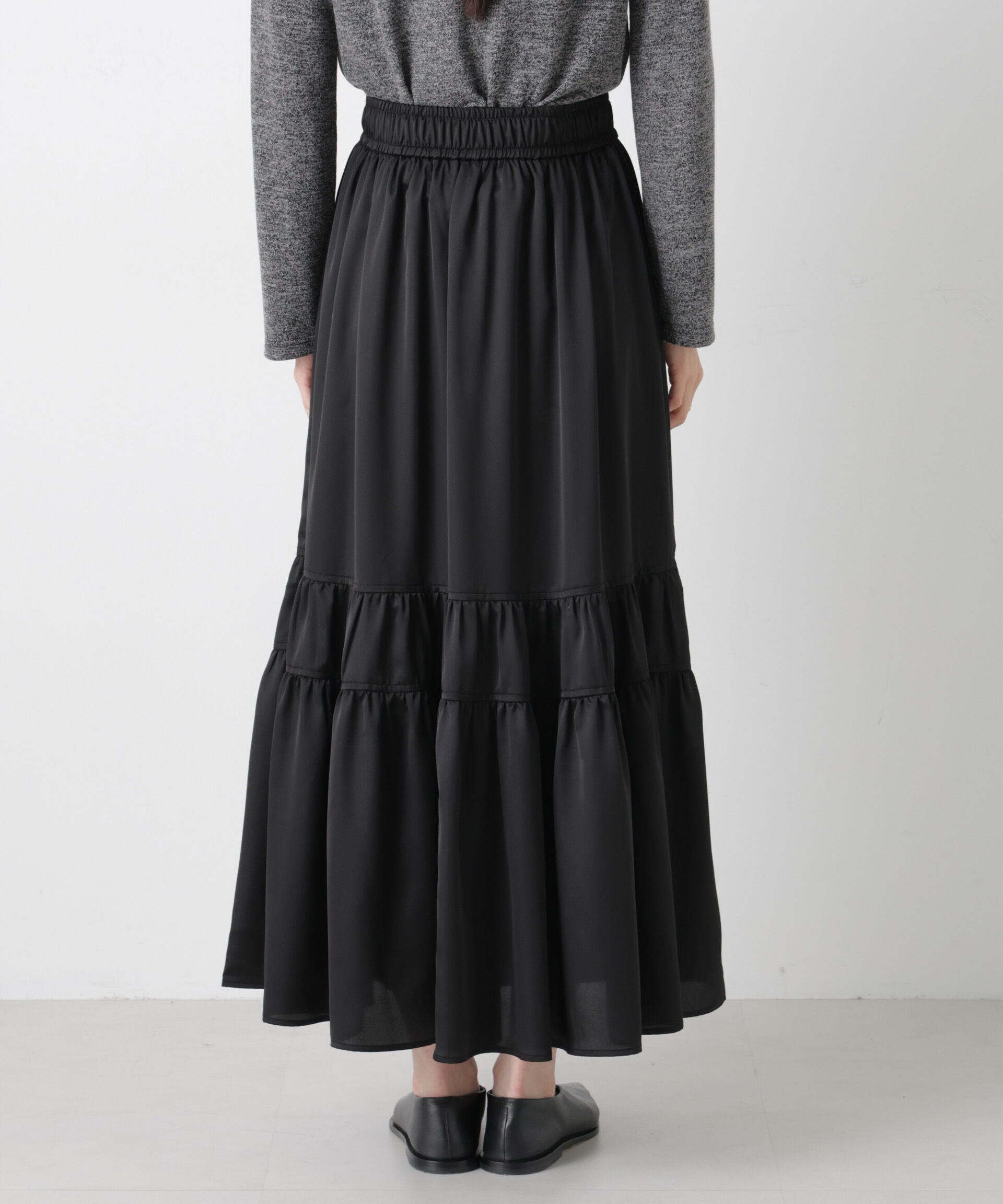 nano･universe「ティアード切り替えサテンギャザースカート」|スカート|