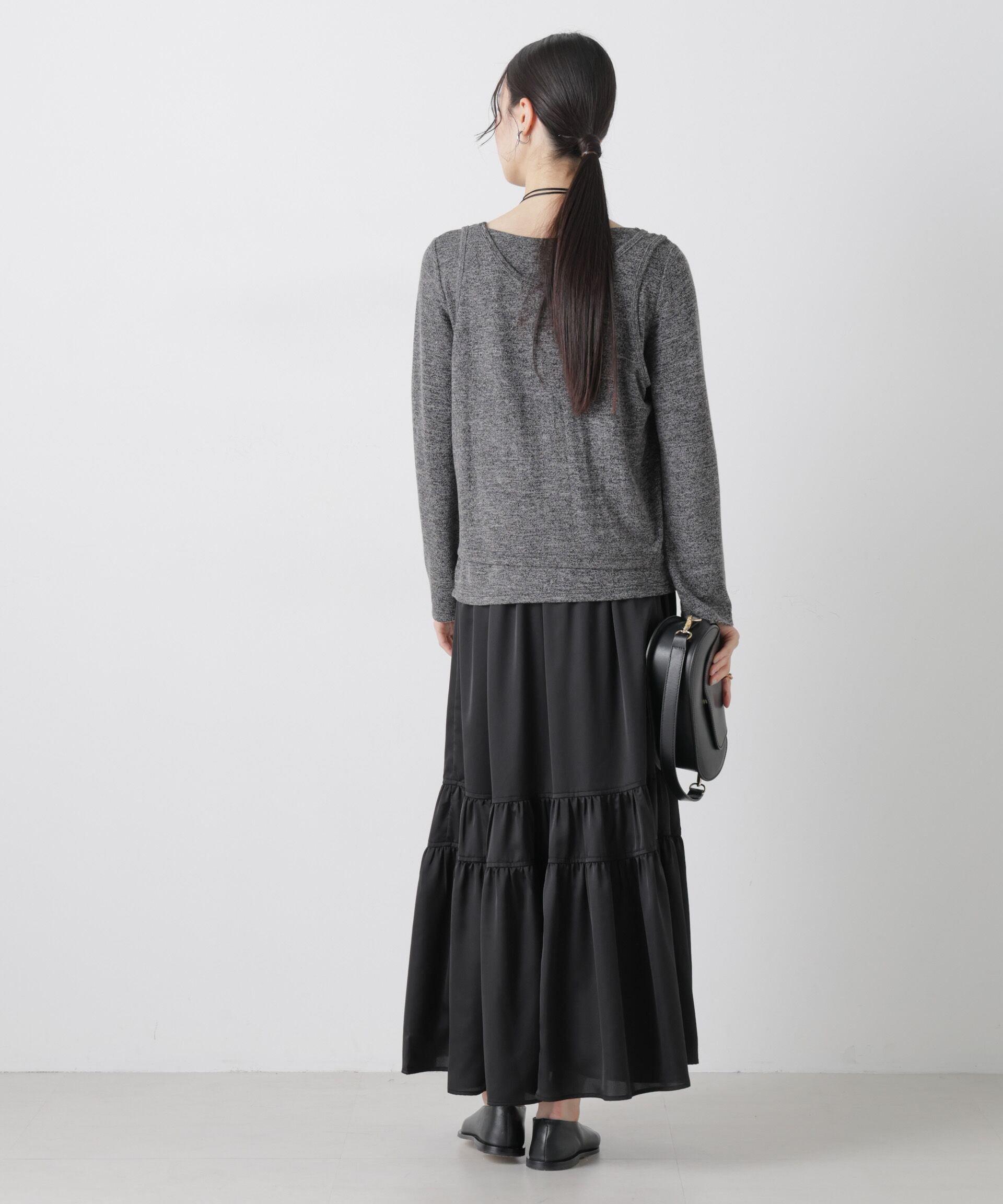 nano･universe「ティアード切り替えサテンギャザースカート」|スカート|