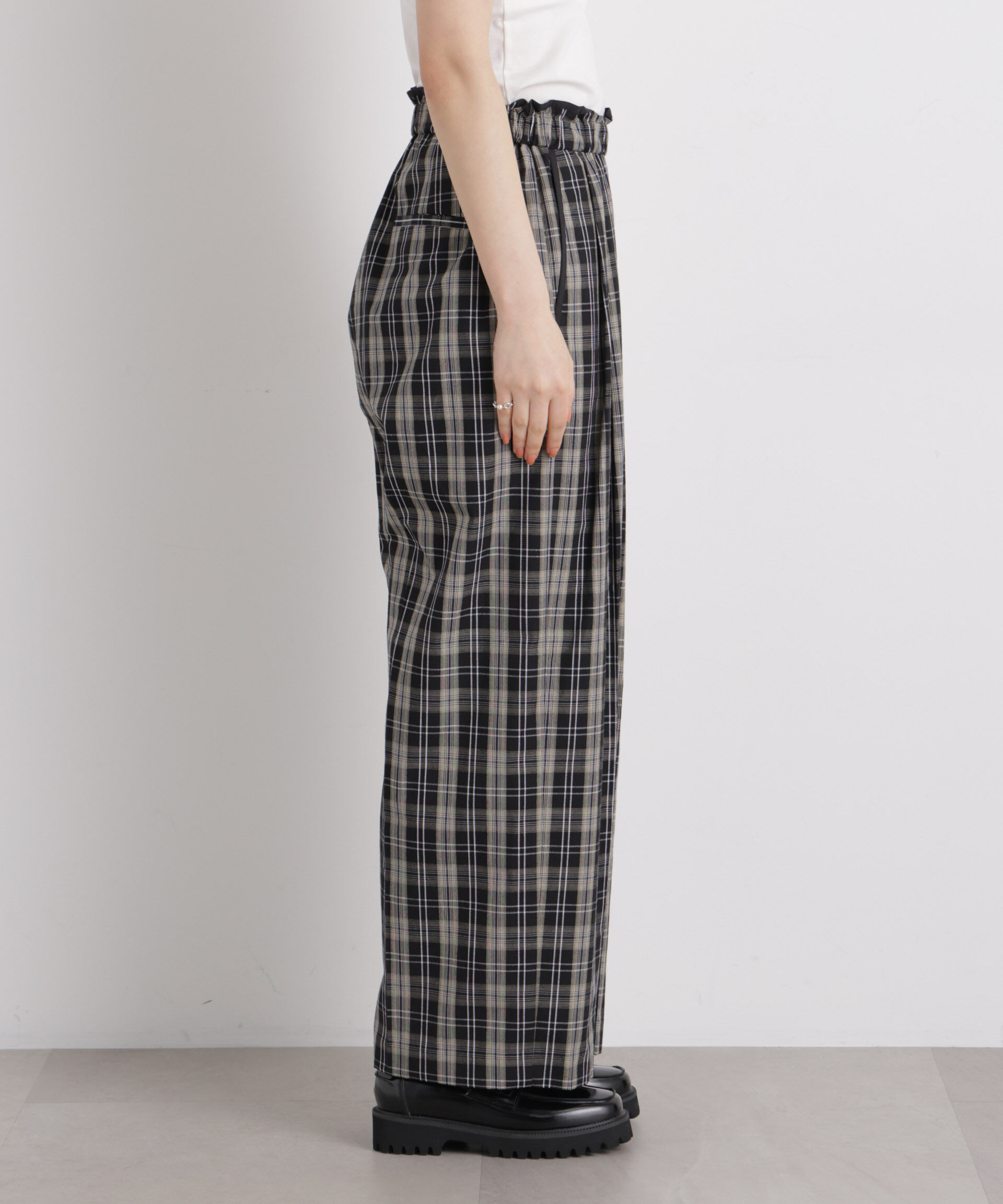 nano･universe「チェックイージーワイドパンツ」|チノ|