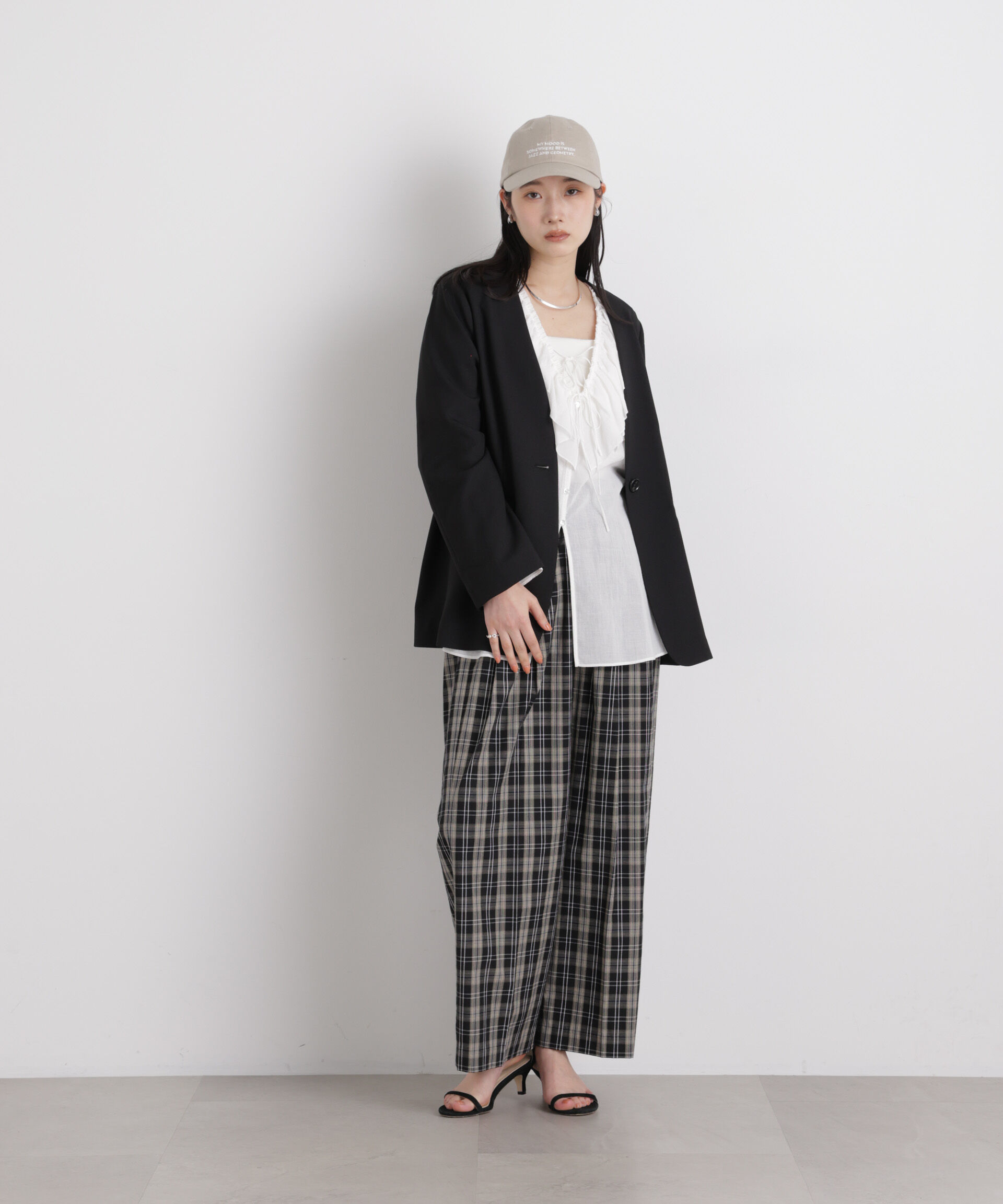 nano･universe「チェックイージーワイドパンツ」|チノ|