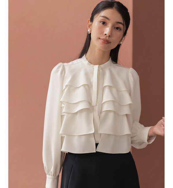 組曲「【KUMIKYOKU NAVY】コンフォータブルドレープ フリルブラウス」|シャツ・ブラウス|