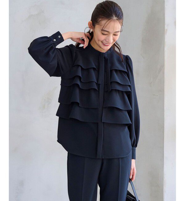 組曲「【KUMIKYOKU NAVY】コンフォータブルドレープ フリルブラウス」|シャツ・ブラウス|