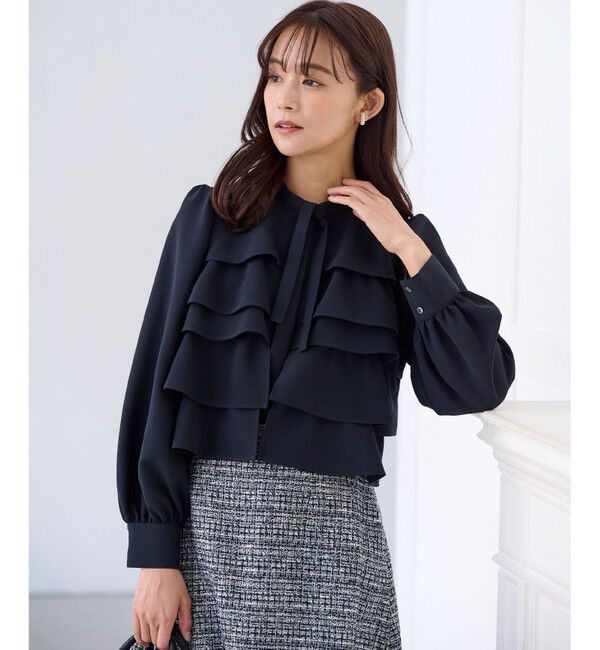 組曲「【KUMIKYOKU NAVY】コンフォータブルドレープ フリルブラウス」|シャツ・ブラウス|