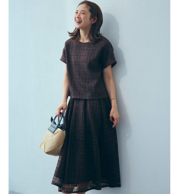 23区「【洗える】Broche チェック レース ブラウス」|シャツ・ブラウス|