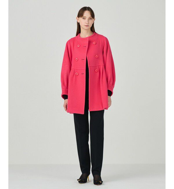 Grace Class「テントラインショートコート」|ノーカラーコート|ピンク