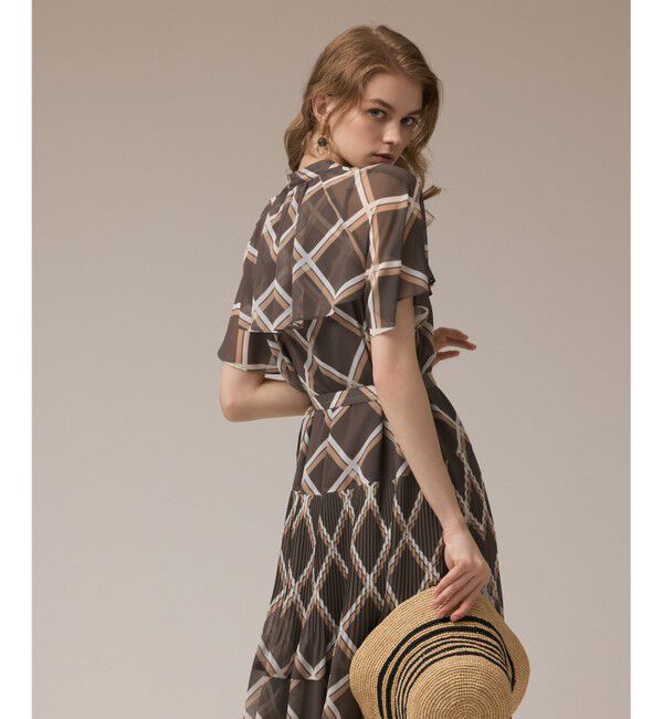Diagram「チェックプリントプリーツワンピース」|ワンピース|ブラウン