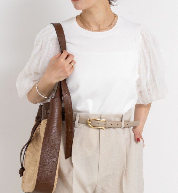 NOLLEY'S sophi「《手洗い可能》袖チュールプルオーバーニット」|ニット・セーター|ホワイト