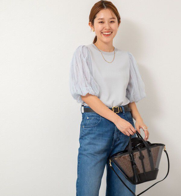 NOLLEY'S sophi「《手洗い可能》袖チュールプルオーバーニット」|ニット・セーター|