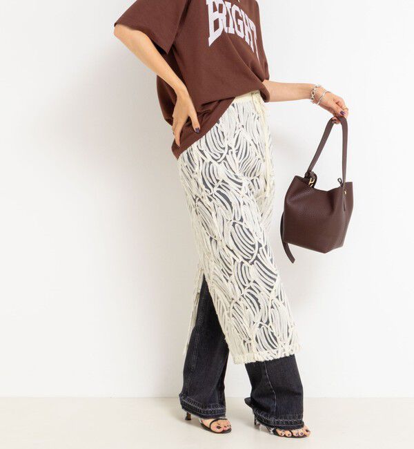 Rie Miller「《セットアップ対応》チュール刺繍タイトスカート」|タイト|