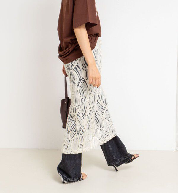 Rie Miller「《セットアップ対応》チュール刺繍タイトスカート」|タイト|